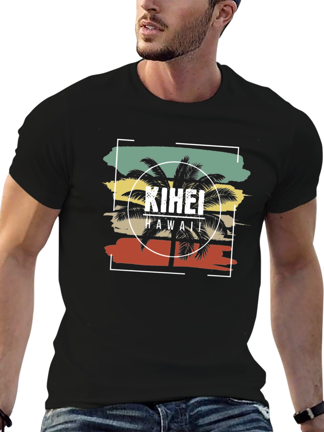 Kihei Hawaii Palm Tree Graphic Tee - Retro Style