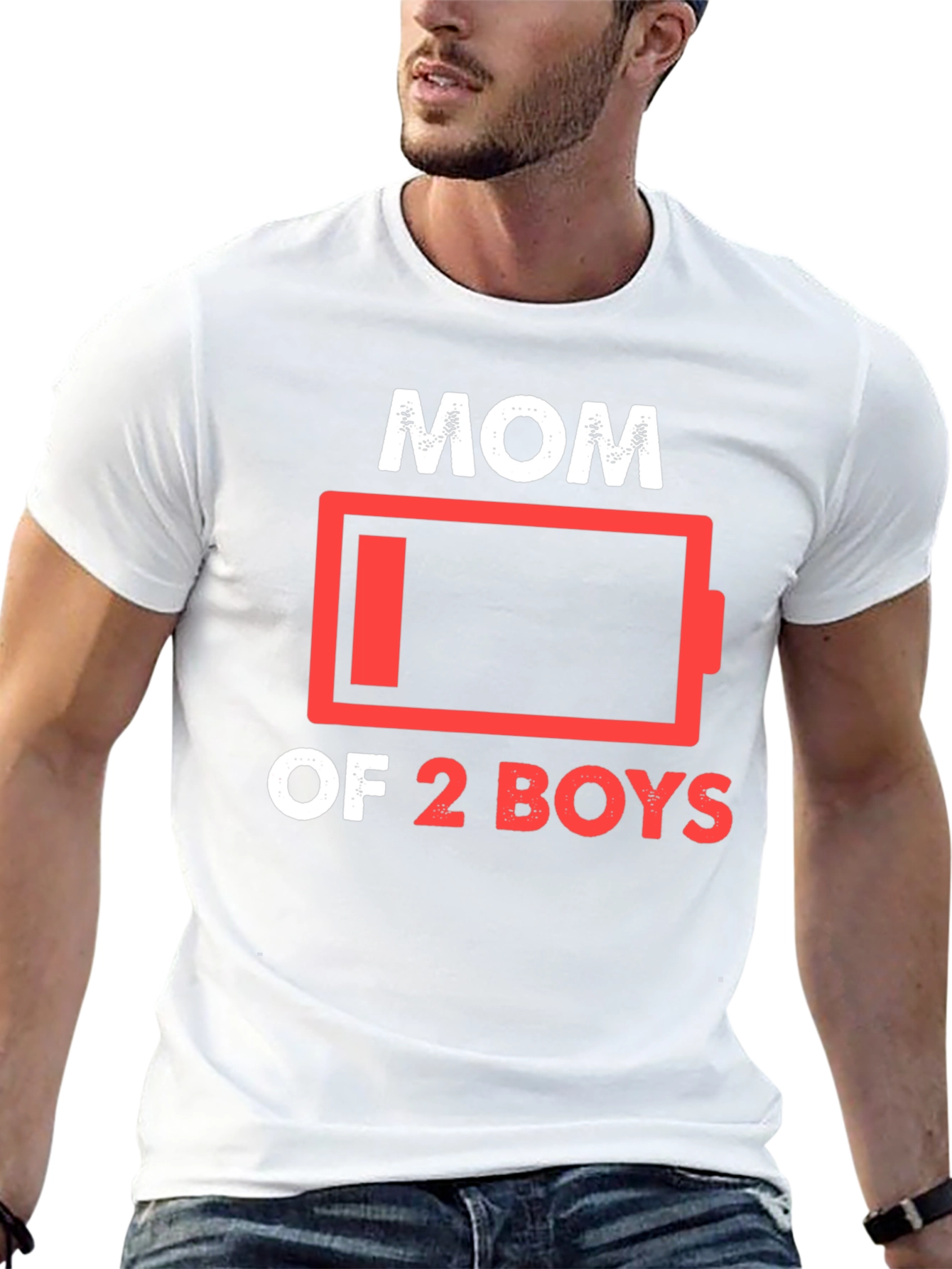 Mom of 2 Boys Low Battery T-Shirt