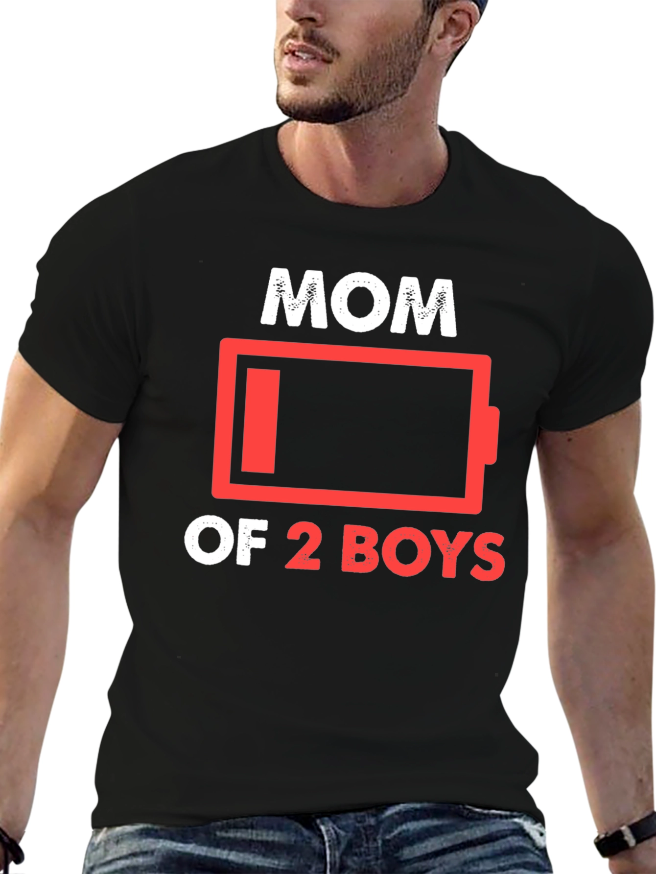 Mom of 2 Boys Low Battery T-Shirt