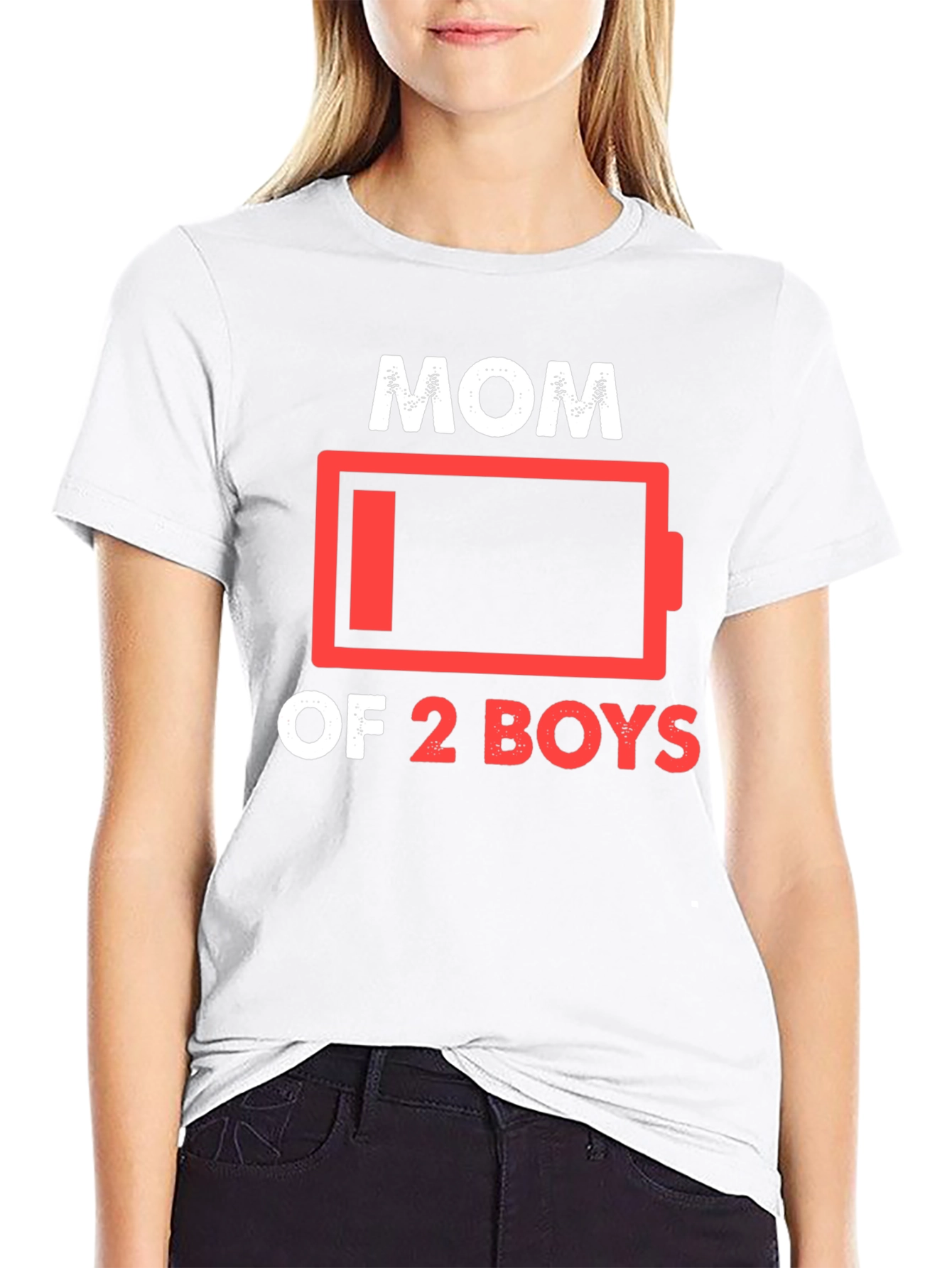 Mom of 2 Boys Low Battery T-Shirt