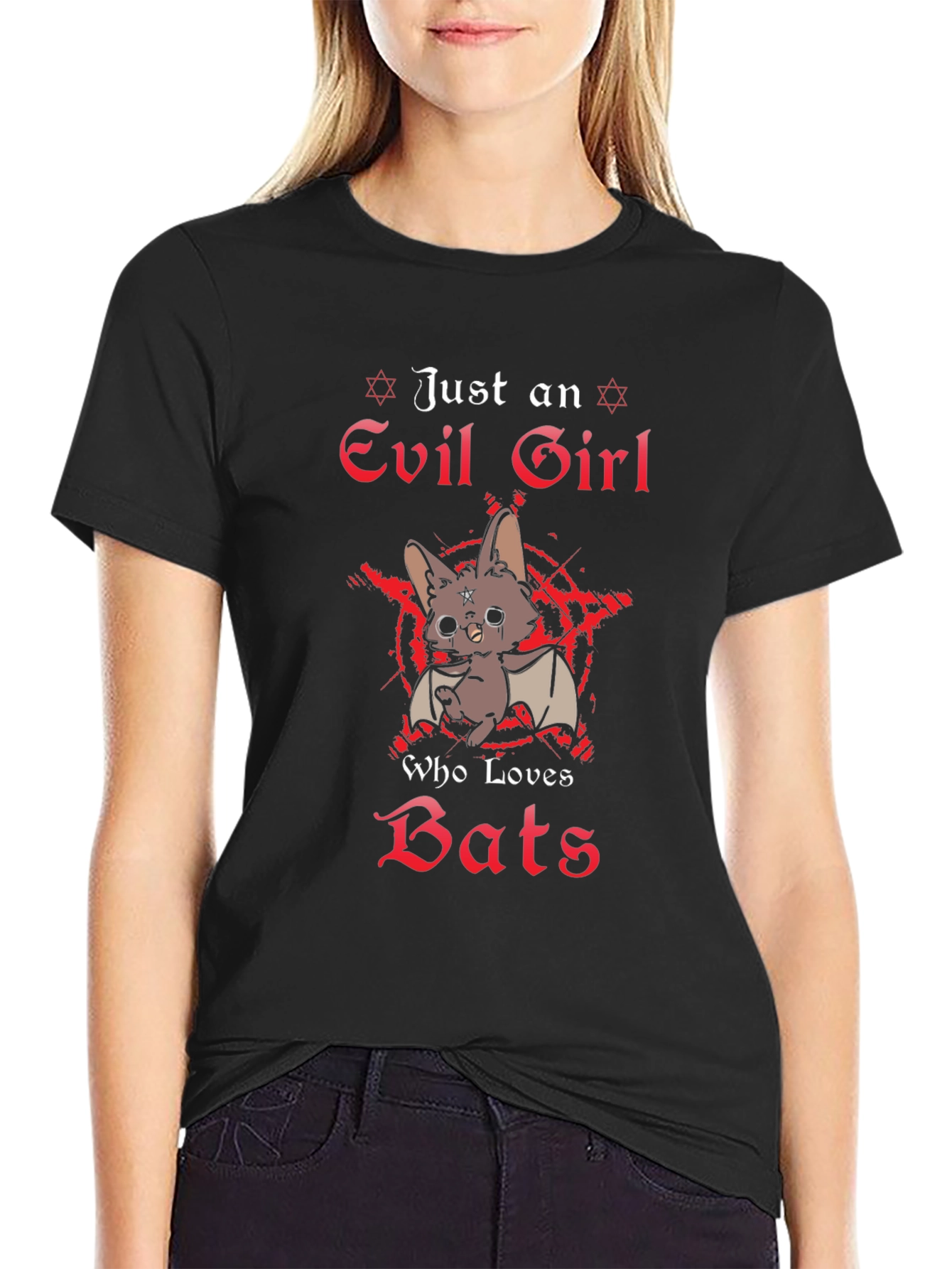 Evil Girl Who Loves Bats Graphic T-Shirt