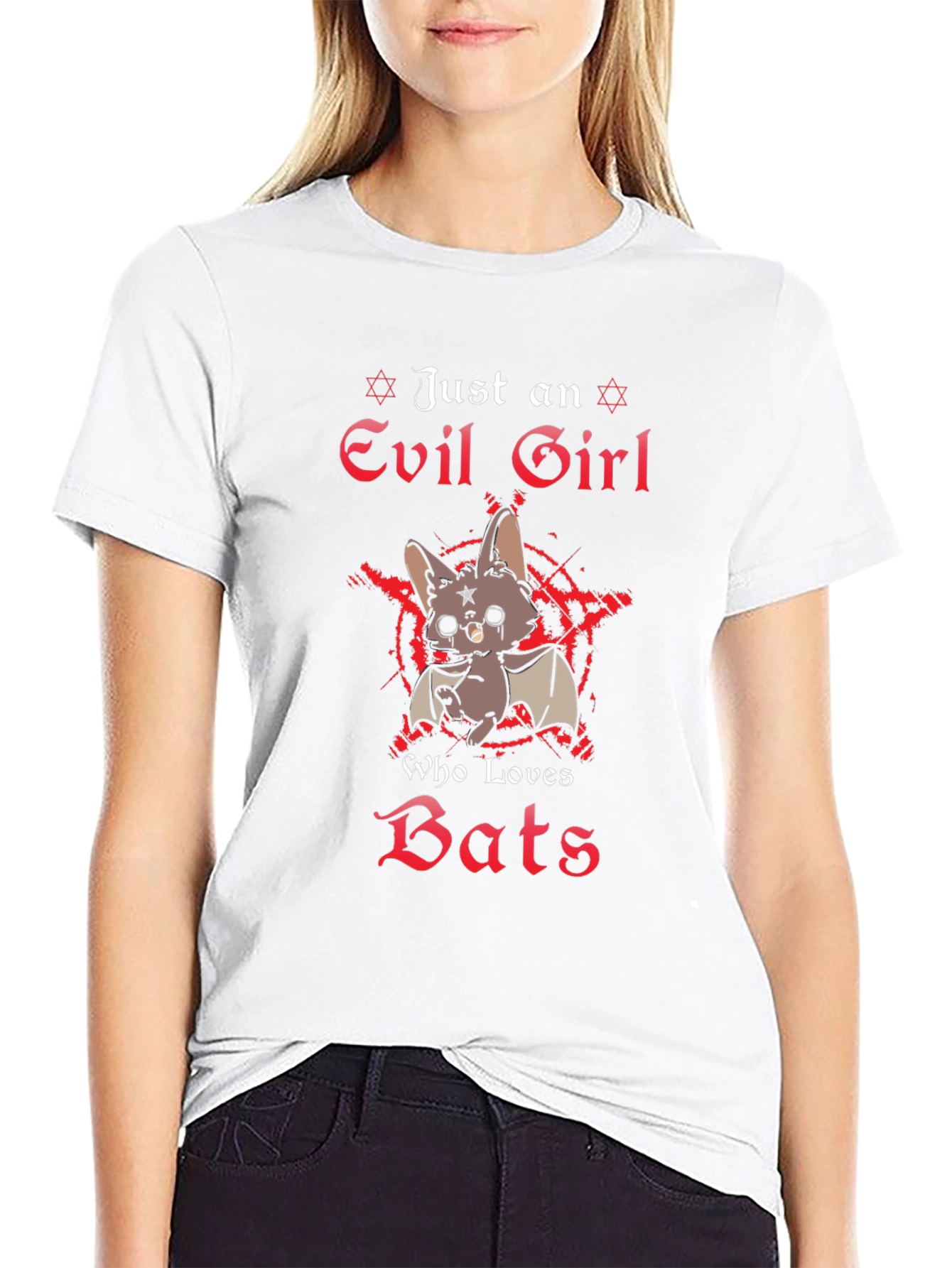 Evil Girl Who Loves Bats Graphic T-Shirt