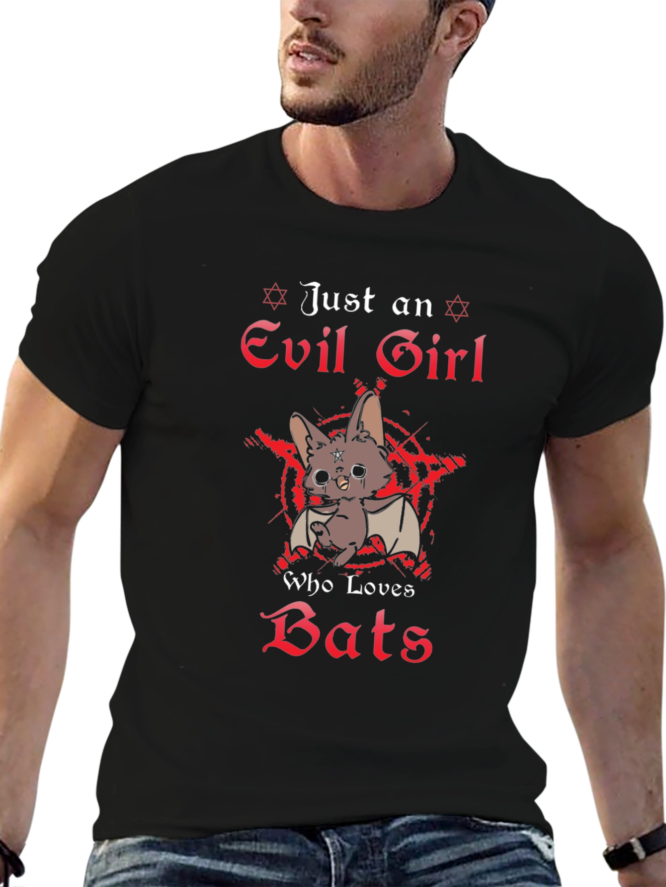 Evil Girl Who Loves Bats Graphic T-Shirt