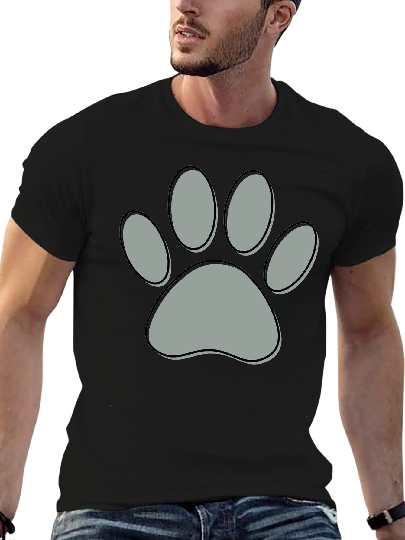 Paw Print Graphic Tee - Black