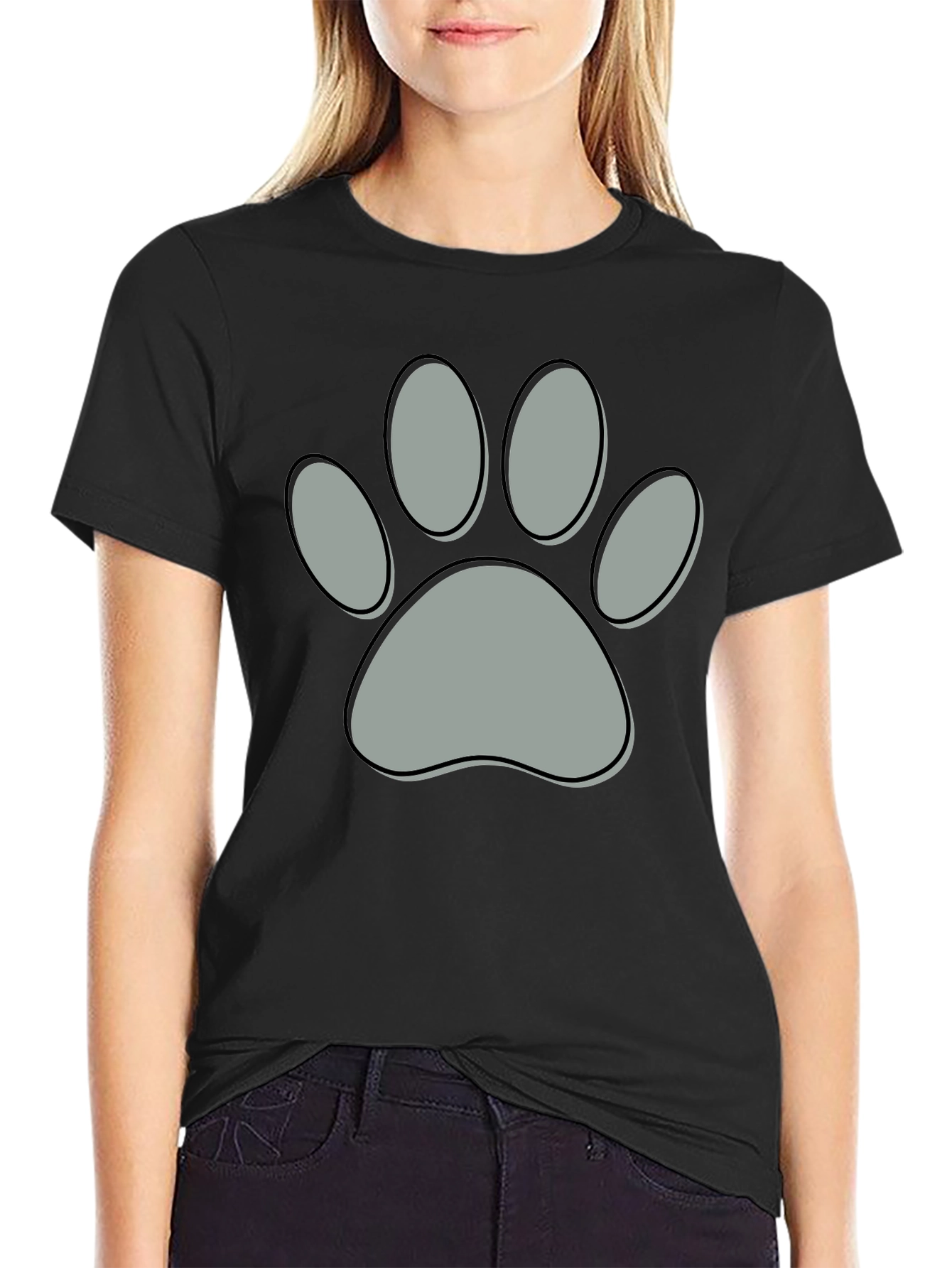 Paw Print Graphic Tee - Black