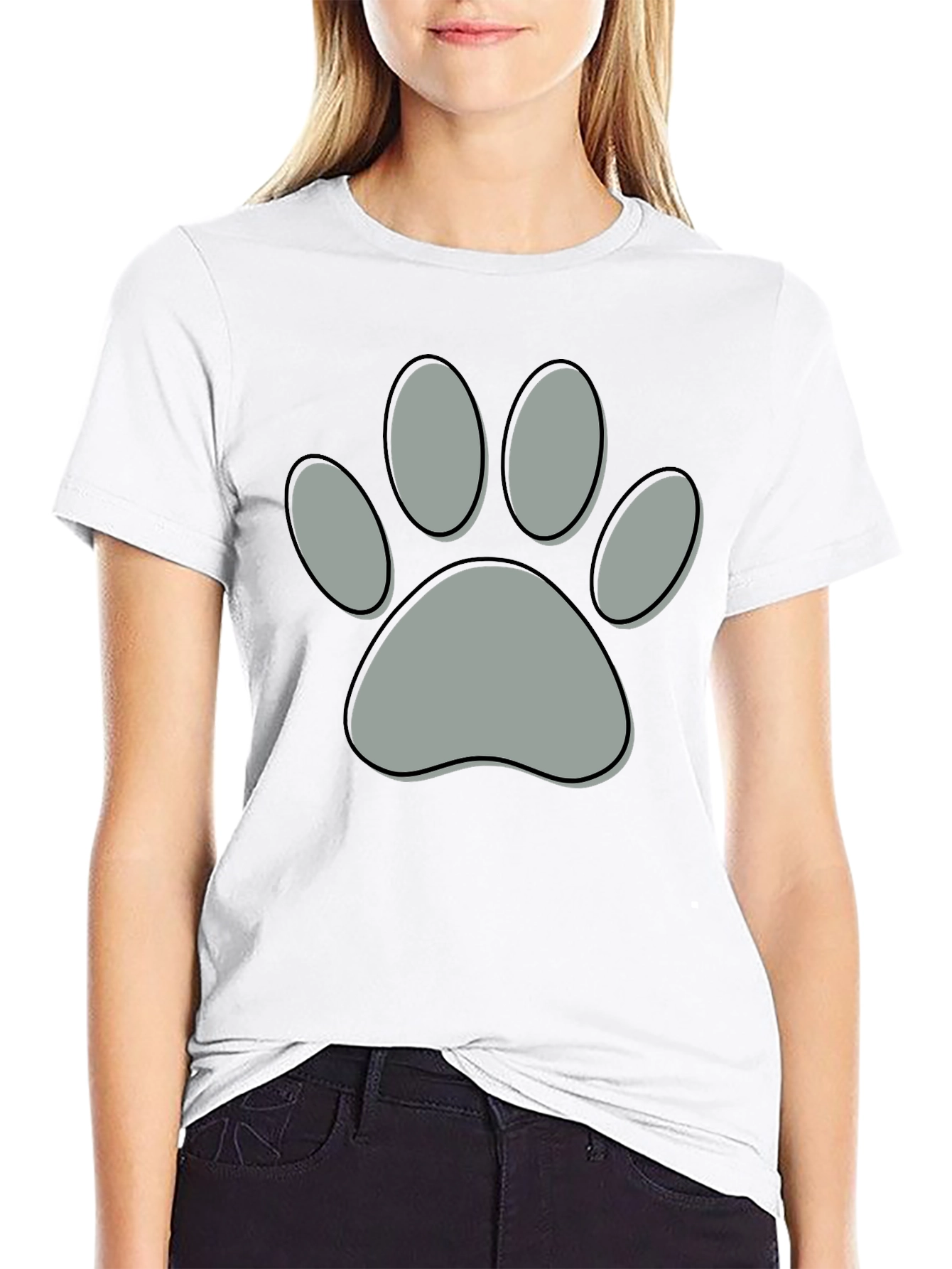 Paw Print Graphic Tee - Black