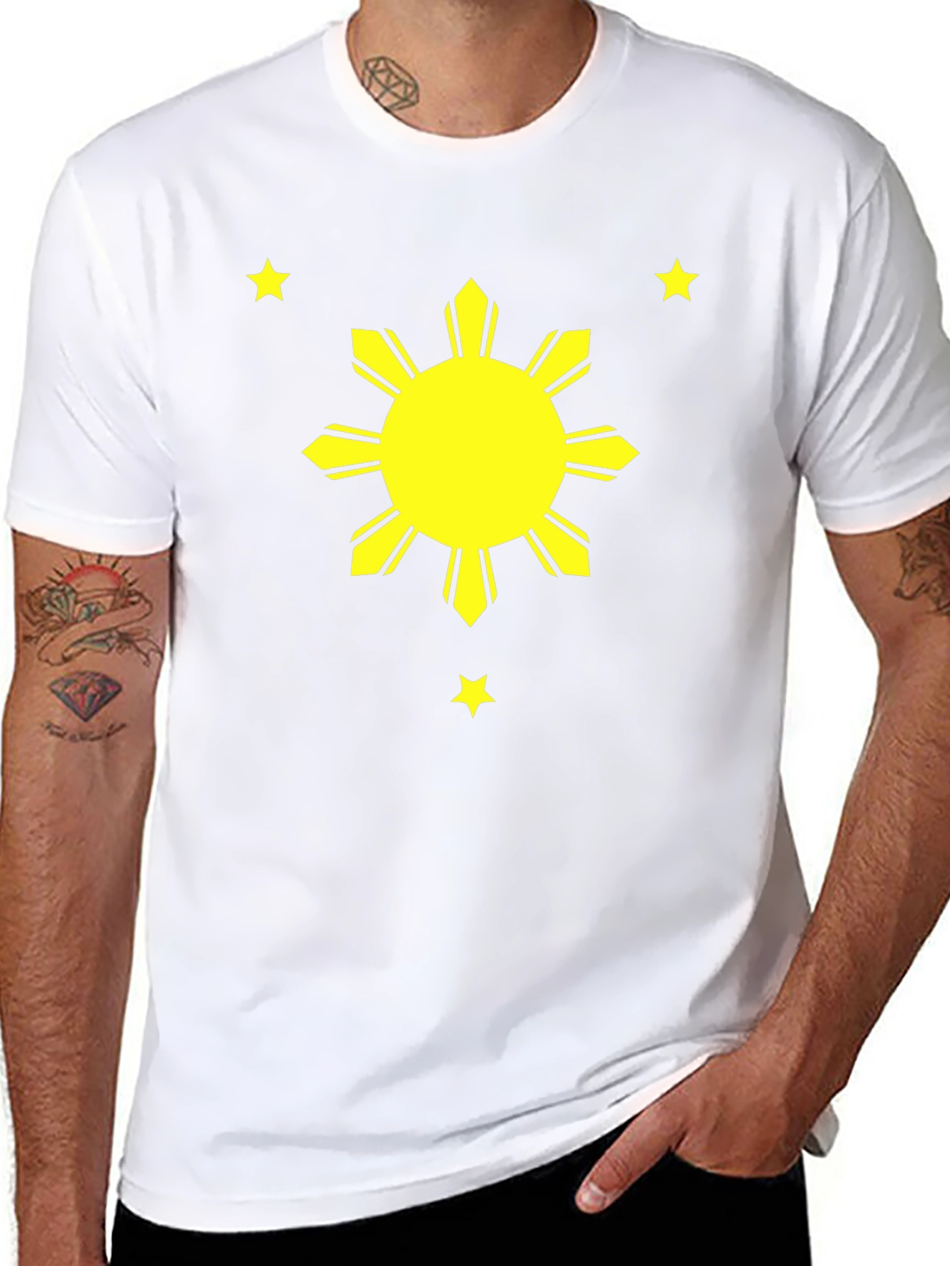 Philippines Flag Sun & Stars Black T-Shirt
