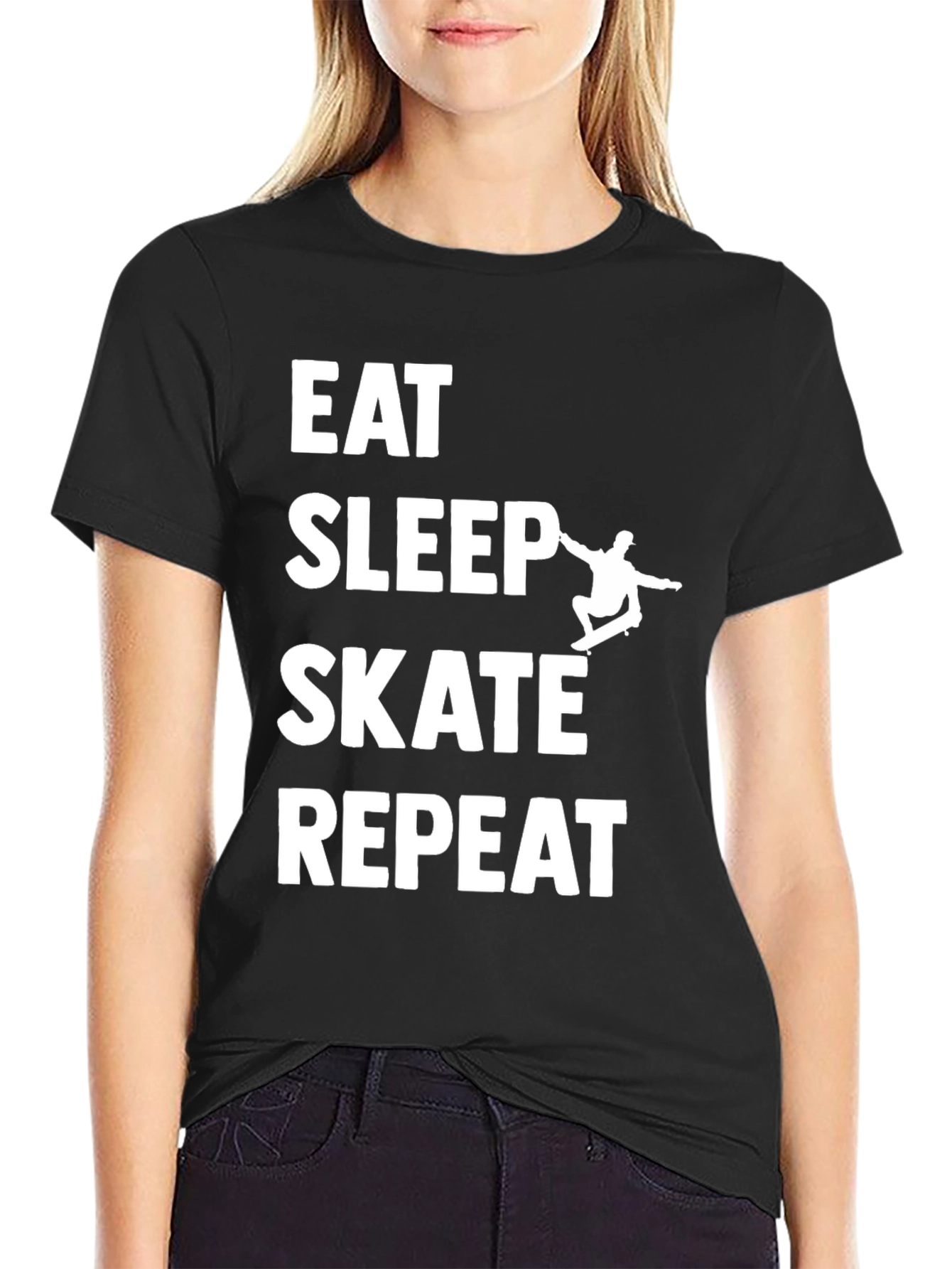 Eat Sleep Skate Repeat Graphic Tee - Black