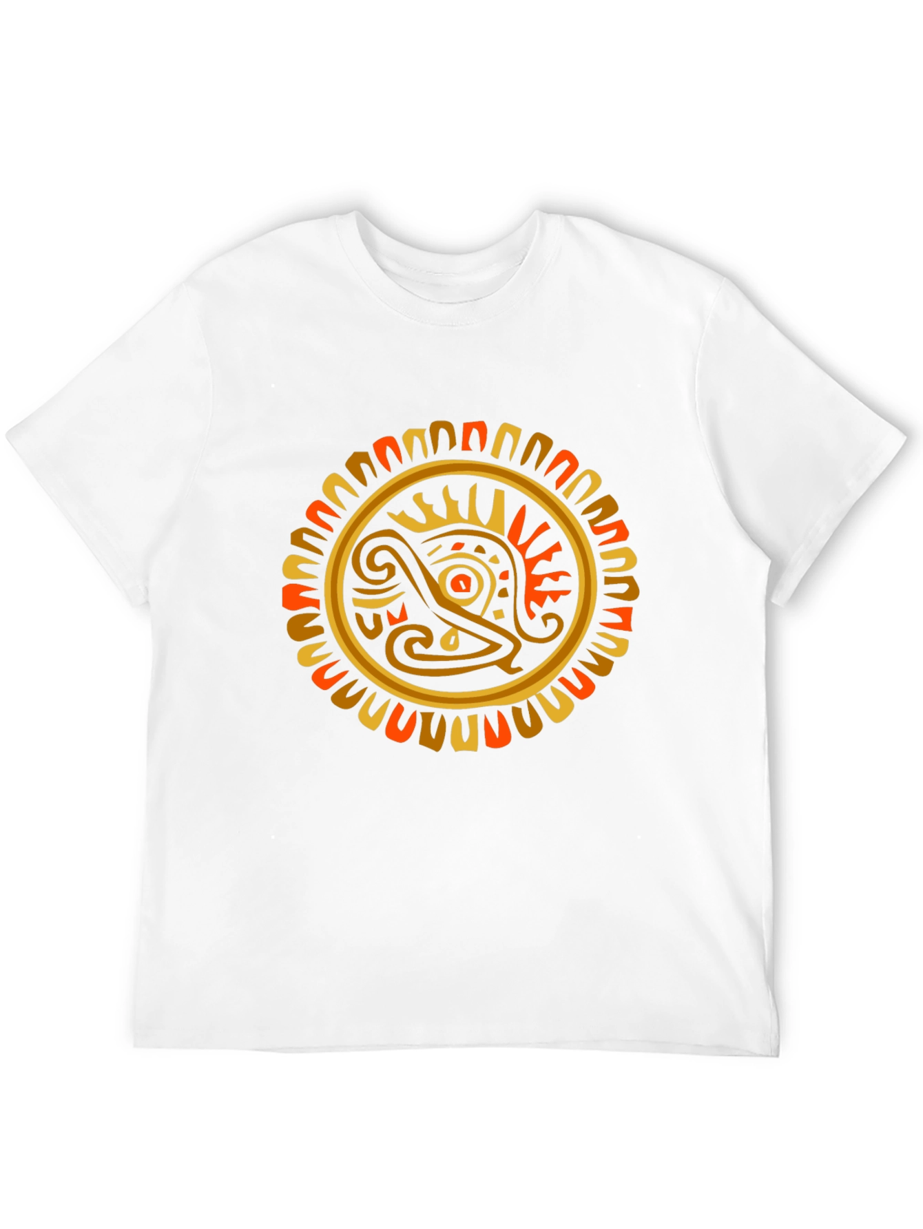Aztec Sun God Graphic T-Shirt - Black