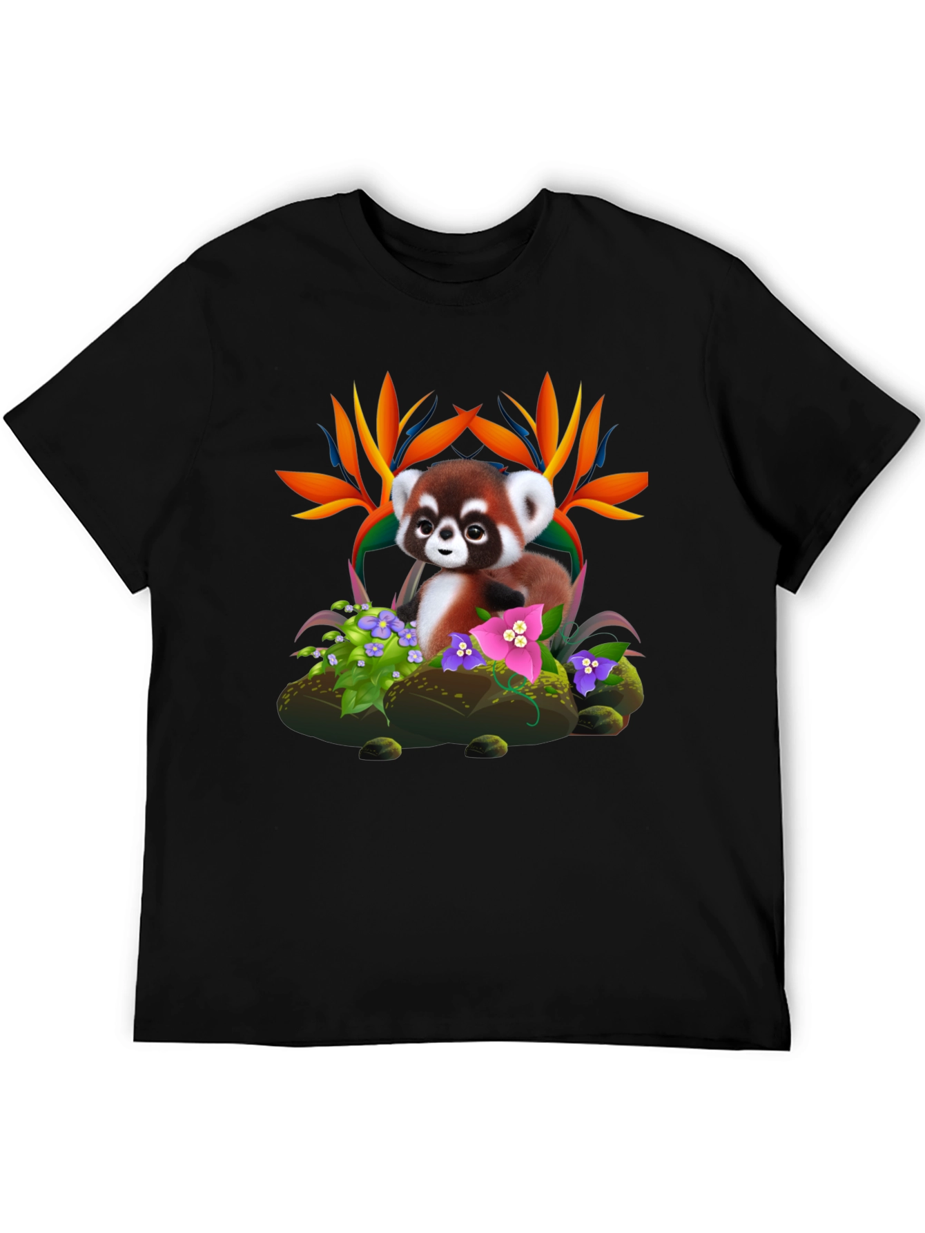 Red Panda Floral T-Shirt - Nature Lover Tee