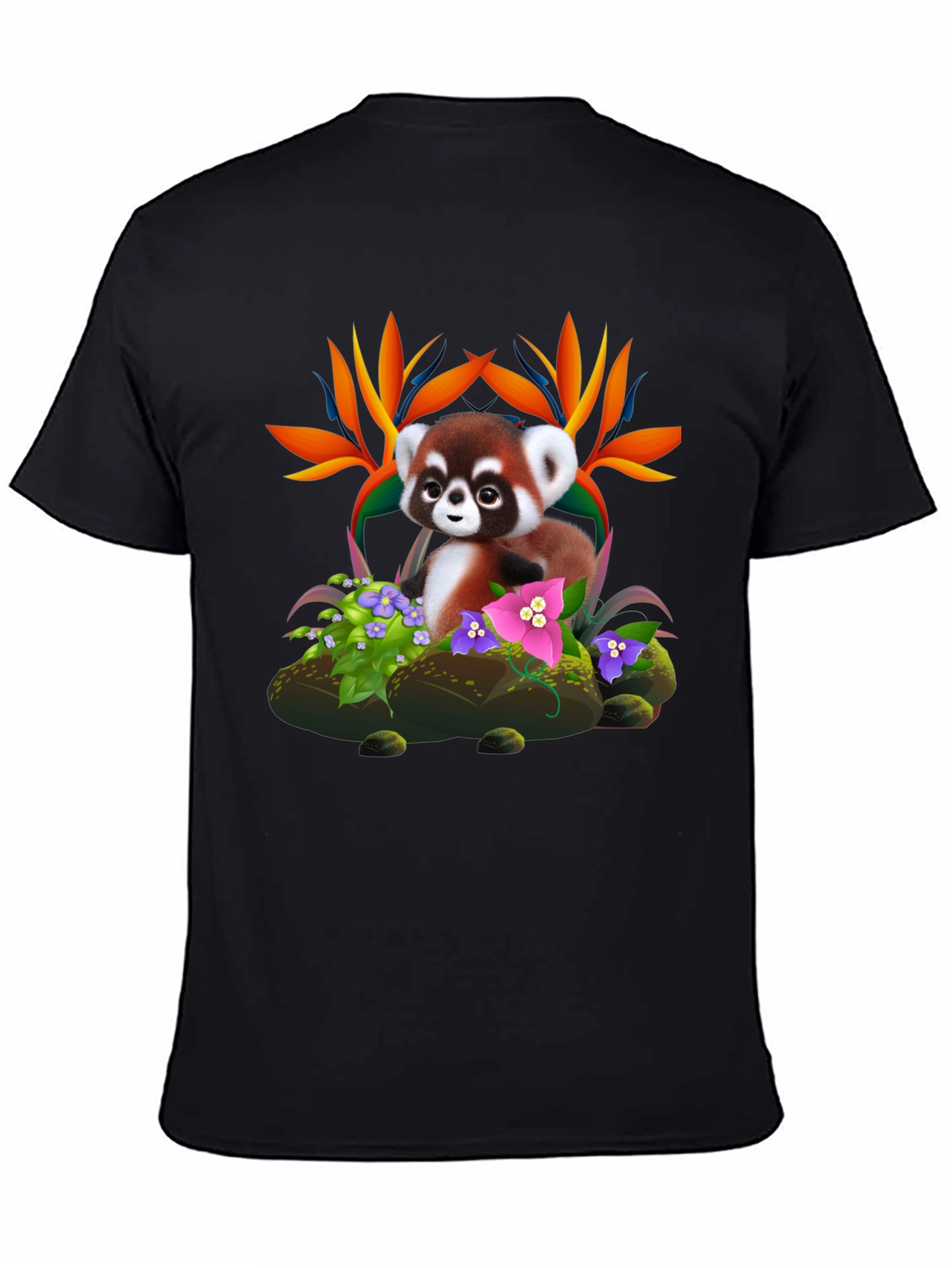 Red Panda Floral T-Shirt - Nature Lover Tee