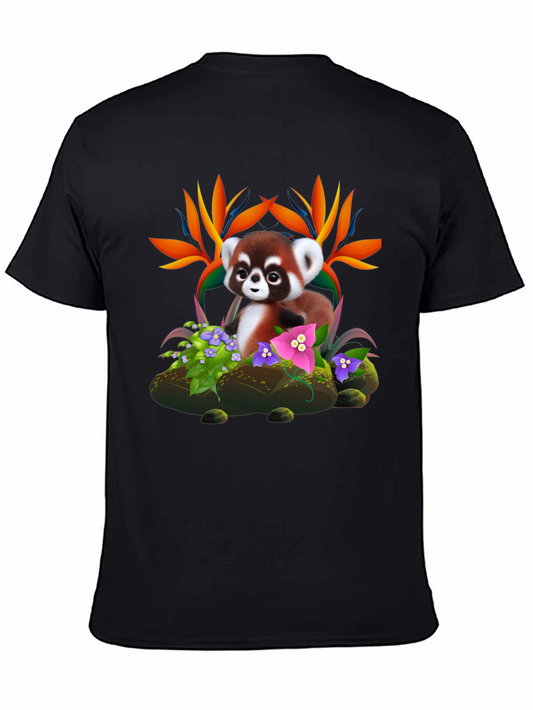 Red Panda Floral T-Shirt - Nature Lover Tee