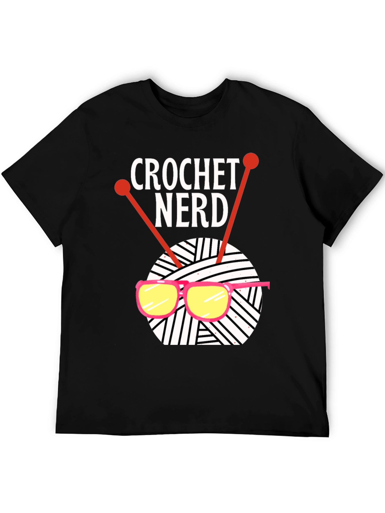 Crochet Nerd T-Shirt - Knitted Yarn & Glasses Tee