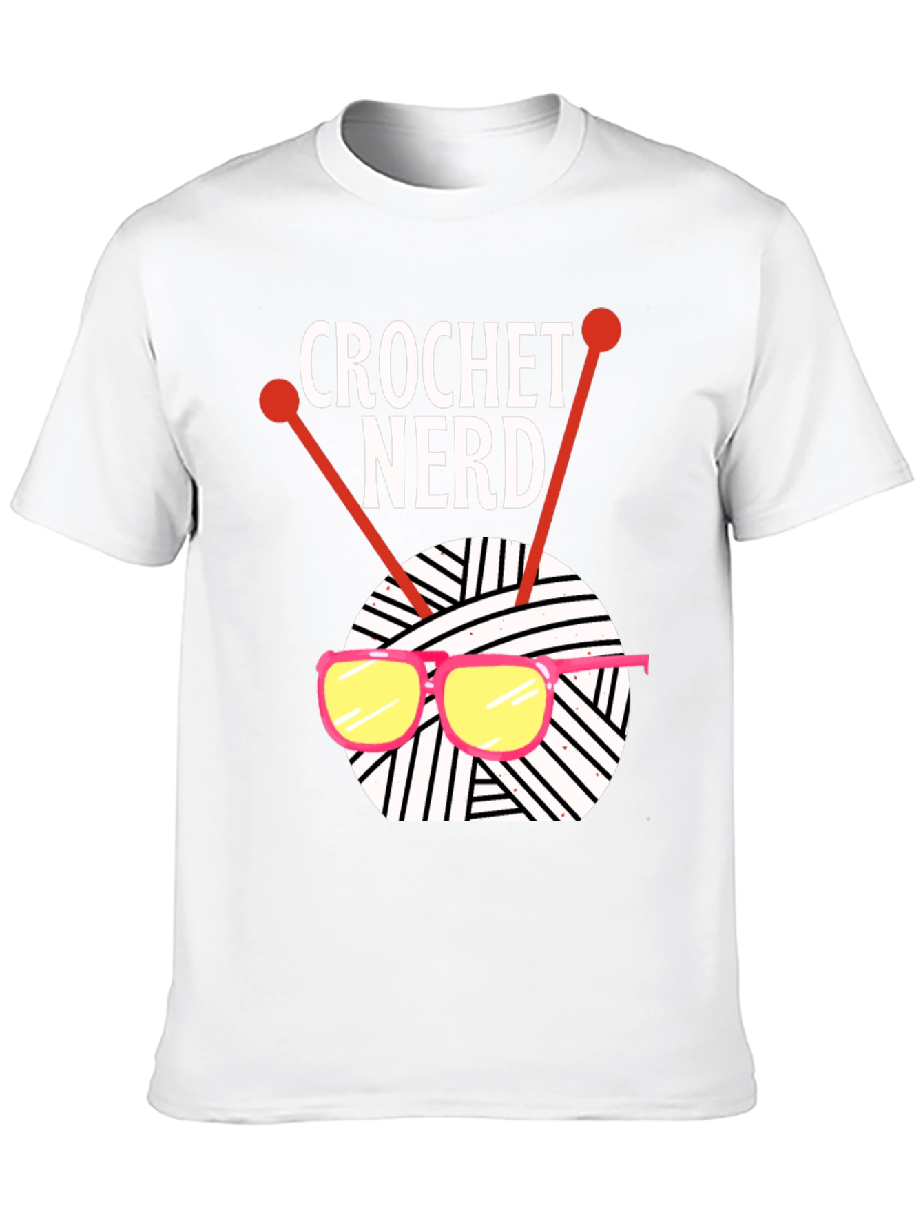 Crochet Nerd T-Shirt - Knitted Yarn & Glasses Tee
