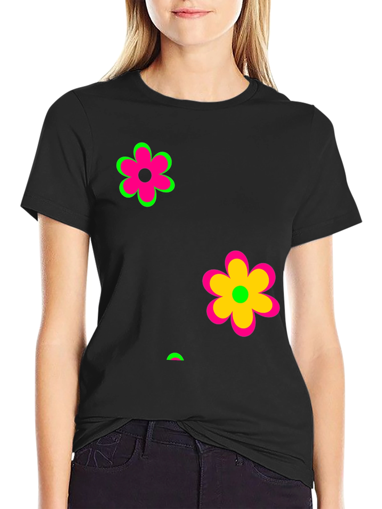 Funky Floral Black Graphic Tee
