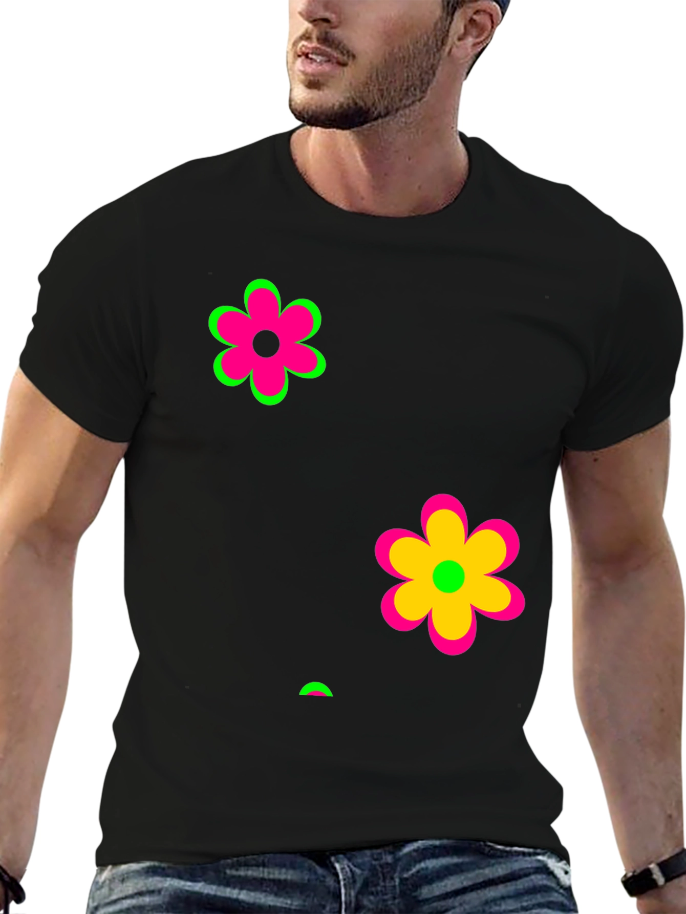 Funky Floral Black Graphic Tee