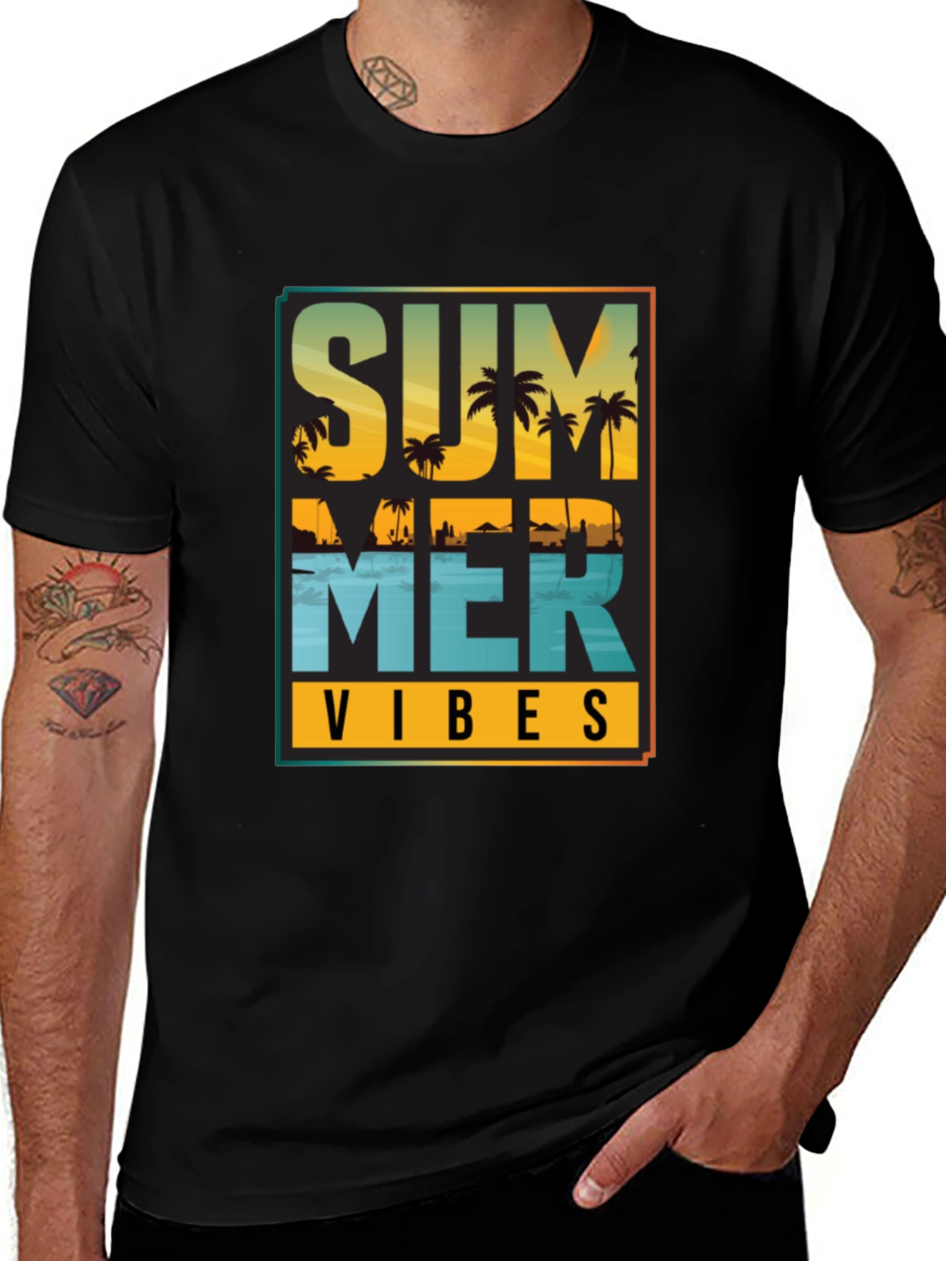 Summer Vibes Graphic Tee - Black