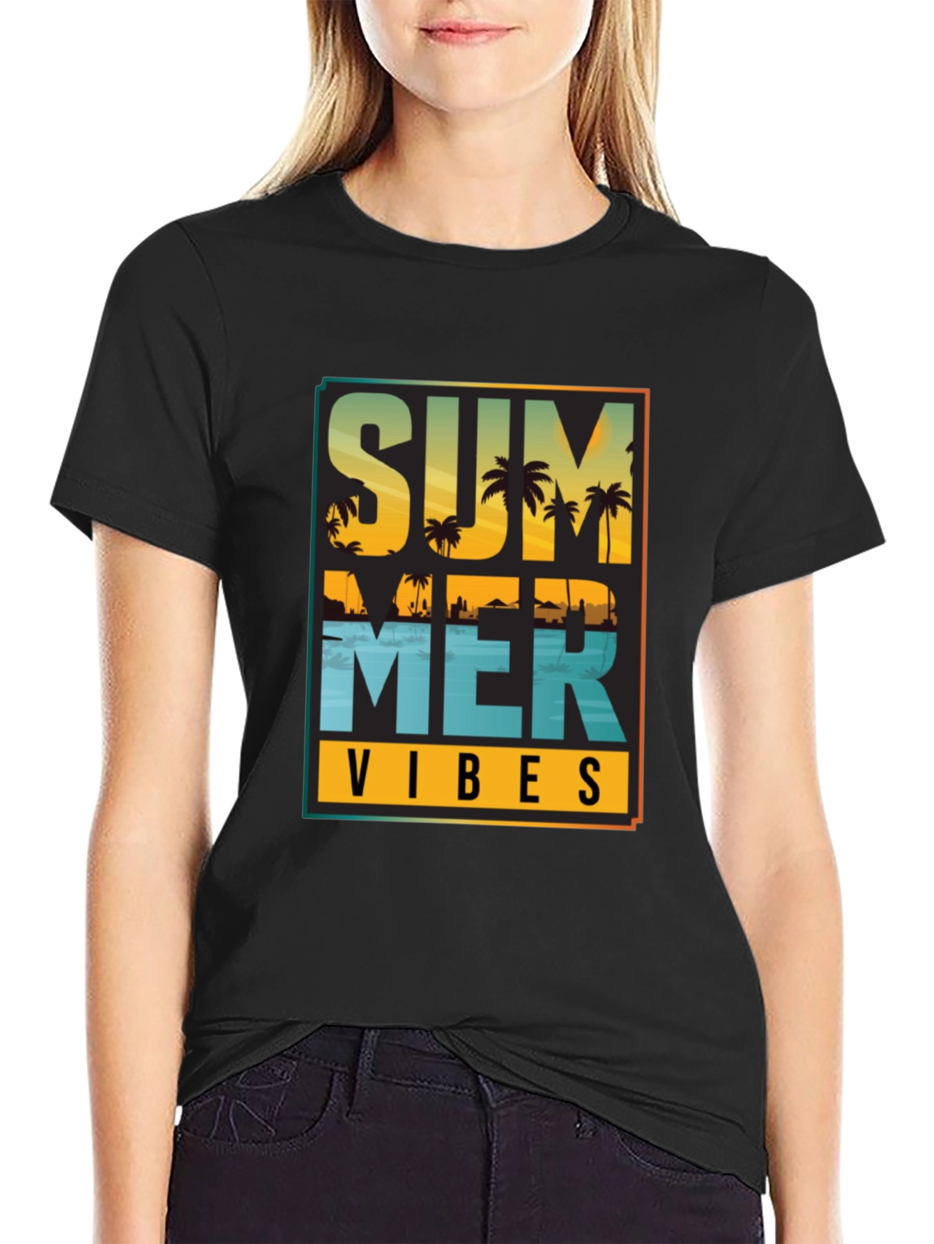 Summer Vibes Graphic Tee - Black