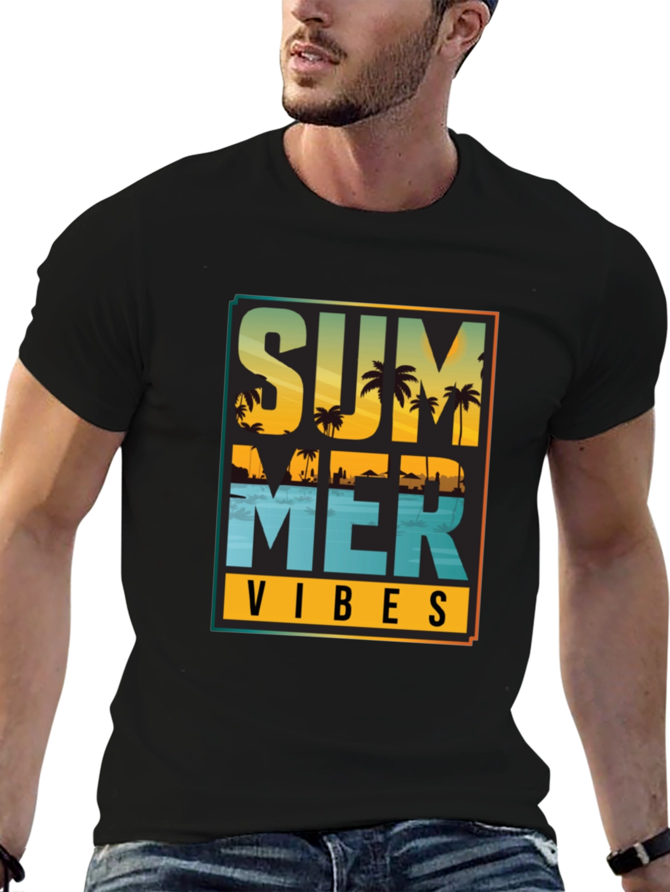 Summer Vibes Graphic Tee - Black