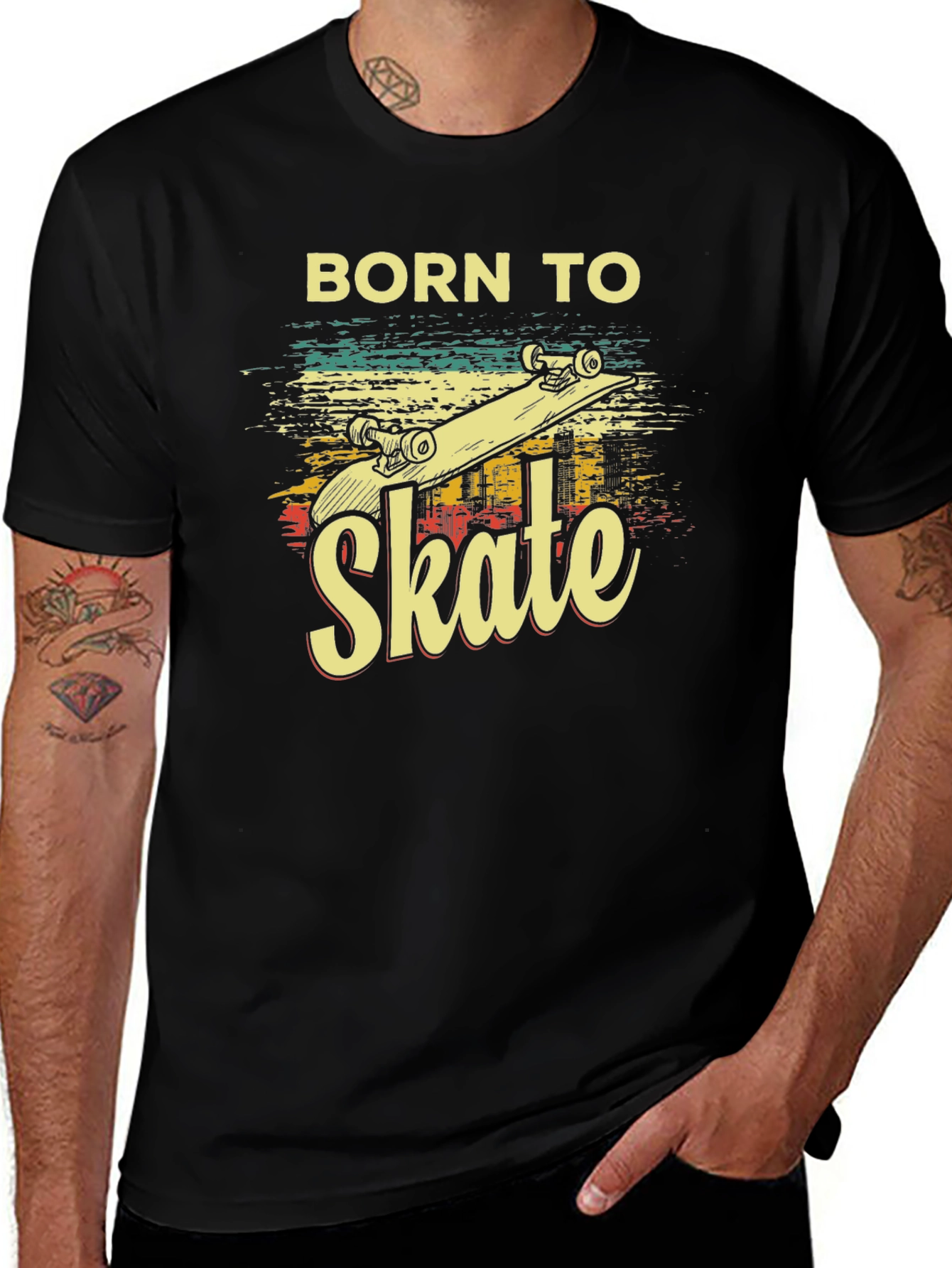 Born To Skate T-Shirt - Retro Skateboard Design