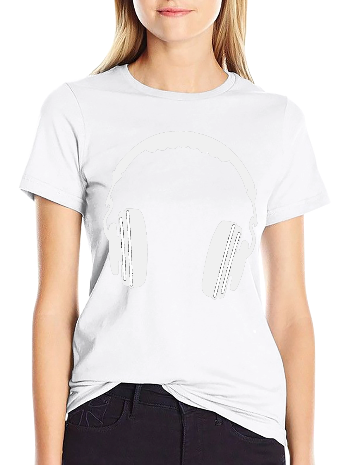 Headphone Graphic Tee - Black Cotton Blend