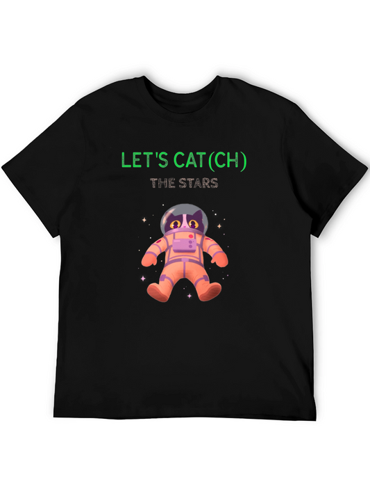 Lets Cat(ch) The Stars Black T-Shirt