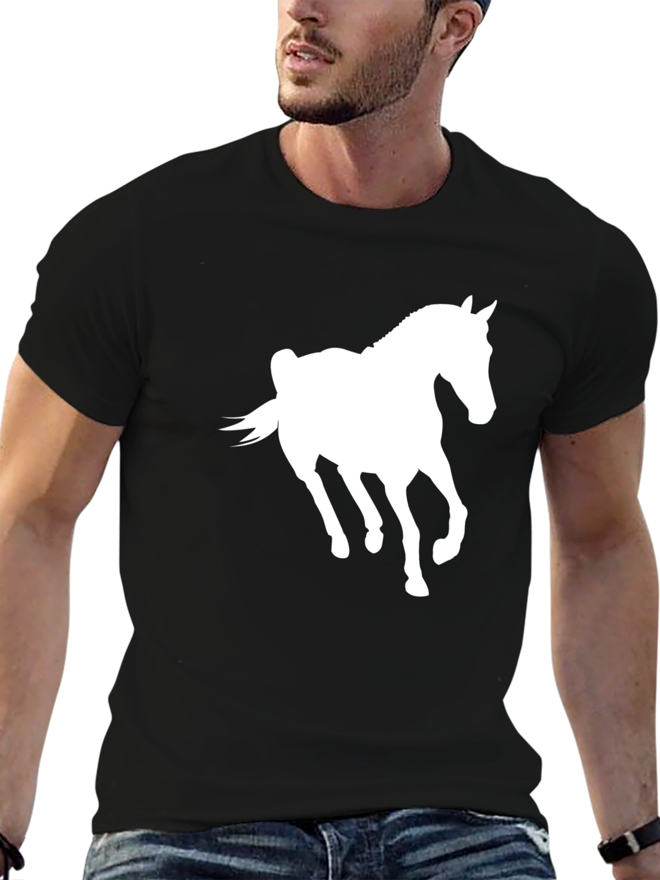 Black Horse Graphic Tee - Stylish Casual Wear