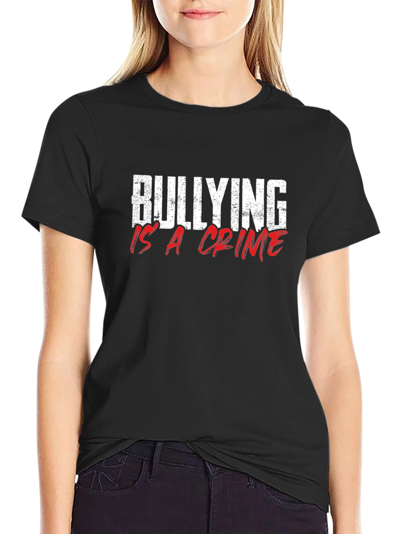 Bullying is a Crime Graphic T-Shirt - Black