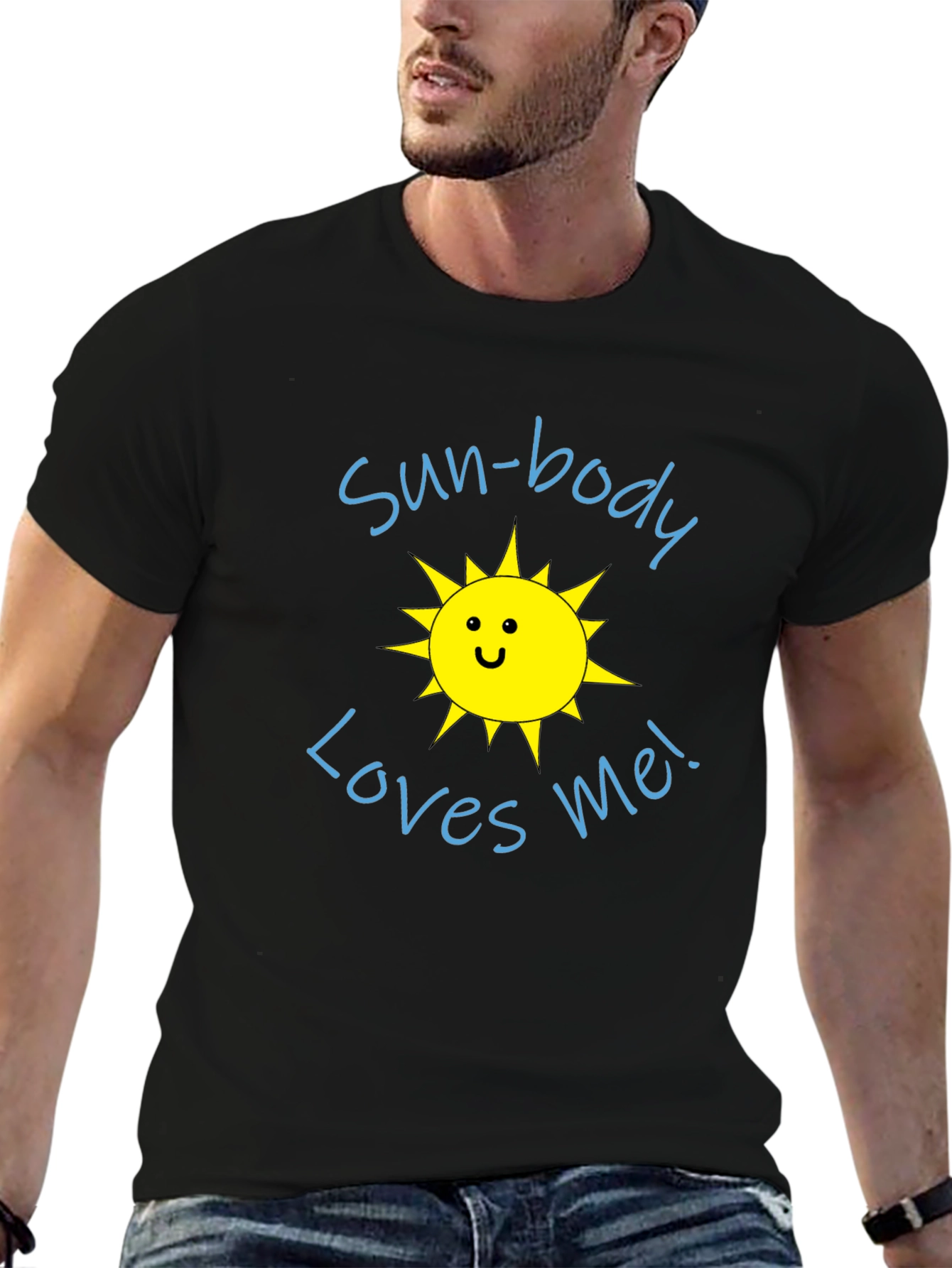 Sun-Body Loves Me Black Graphic Tee Shirt
