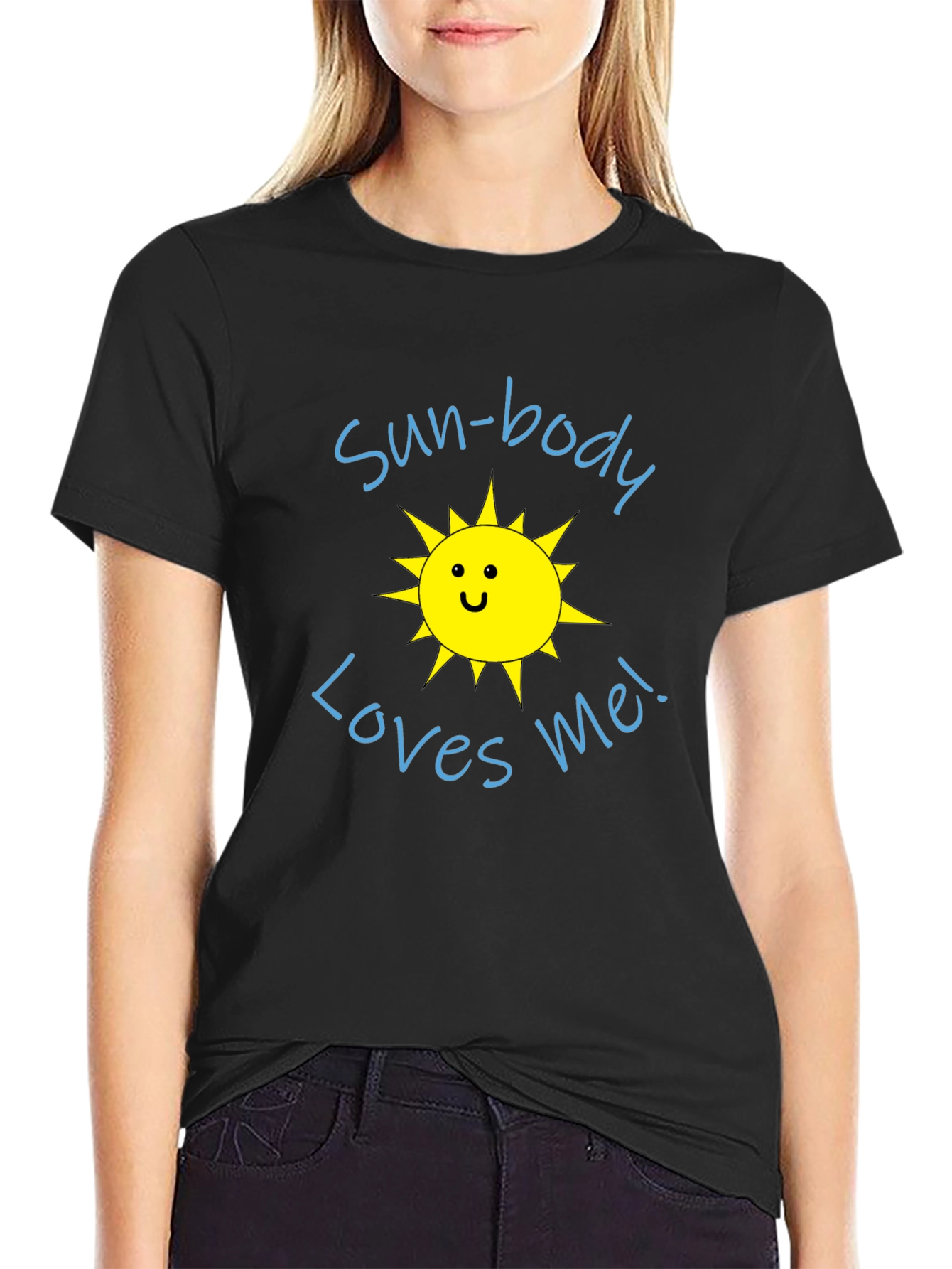 Sun-Body Loves Me Black Graphic Tee Shirt