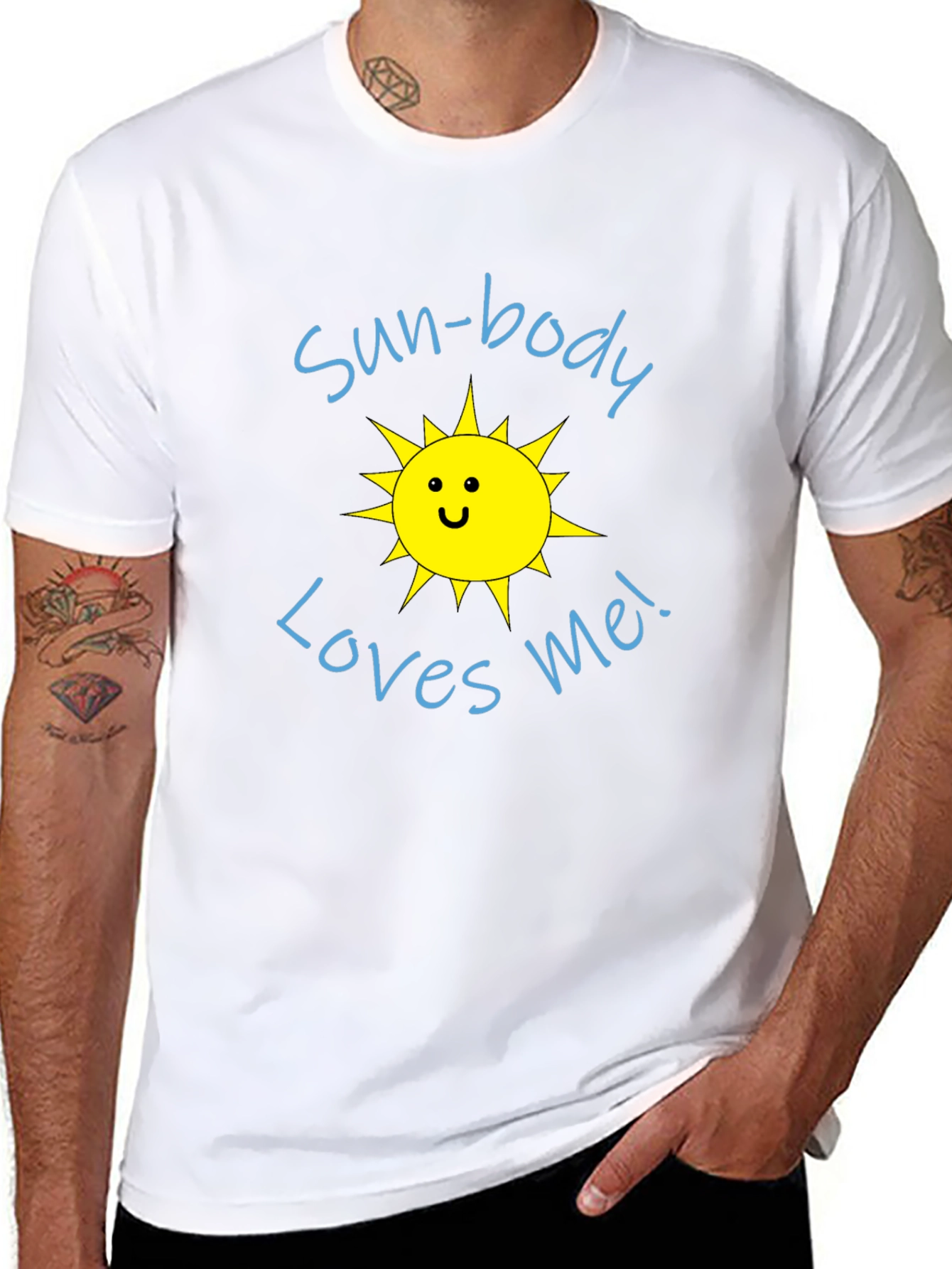 Sun-Body Loves Me Black Graphic Tee Shirt