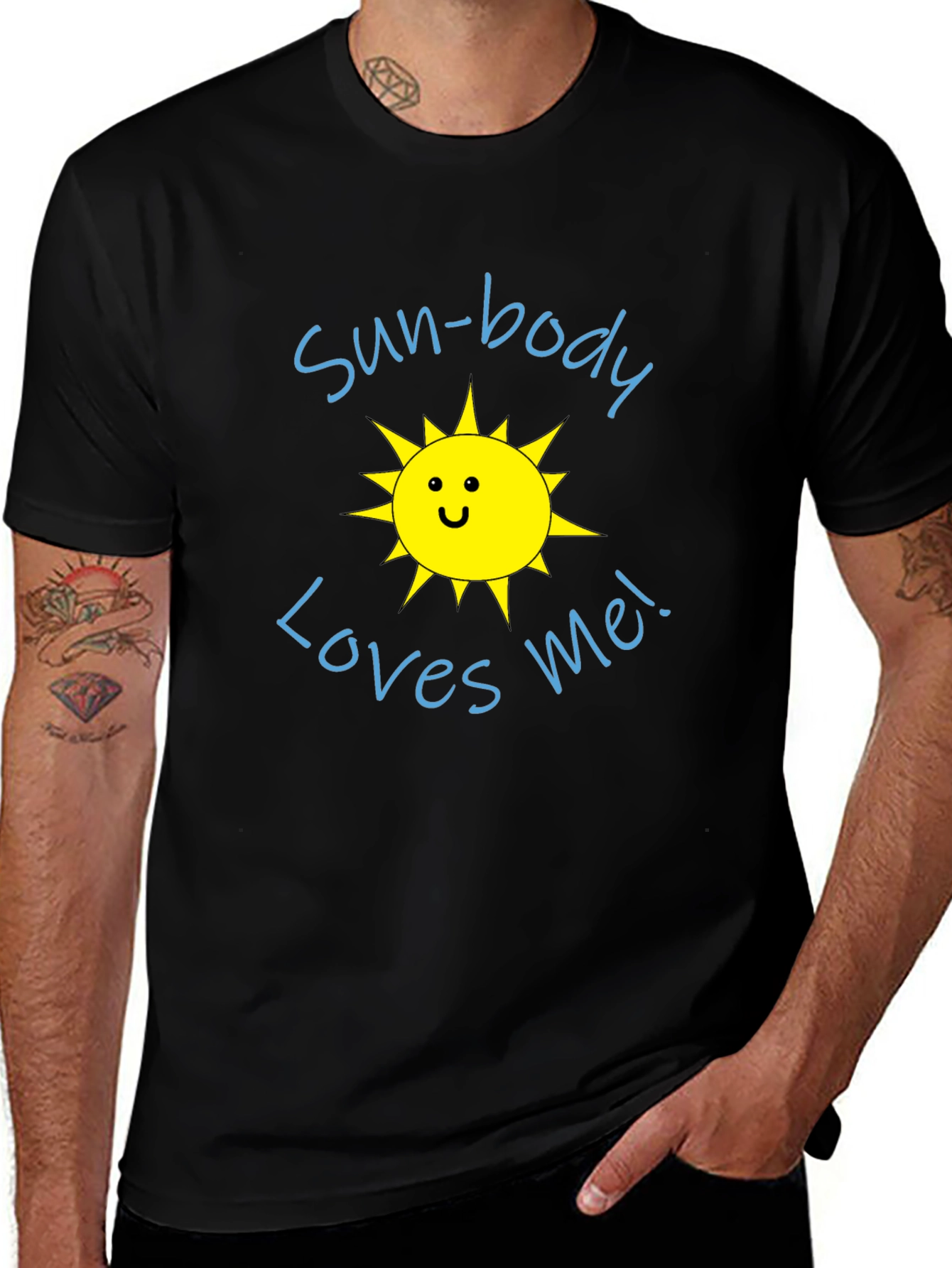 Sun-Body Loves Me Black Graphic Tee Shirt