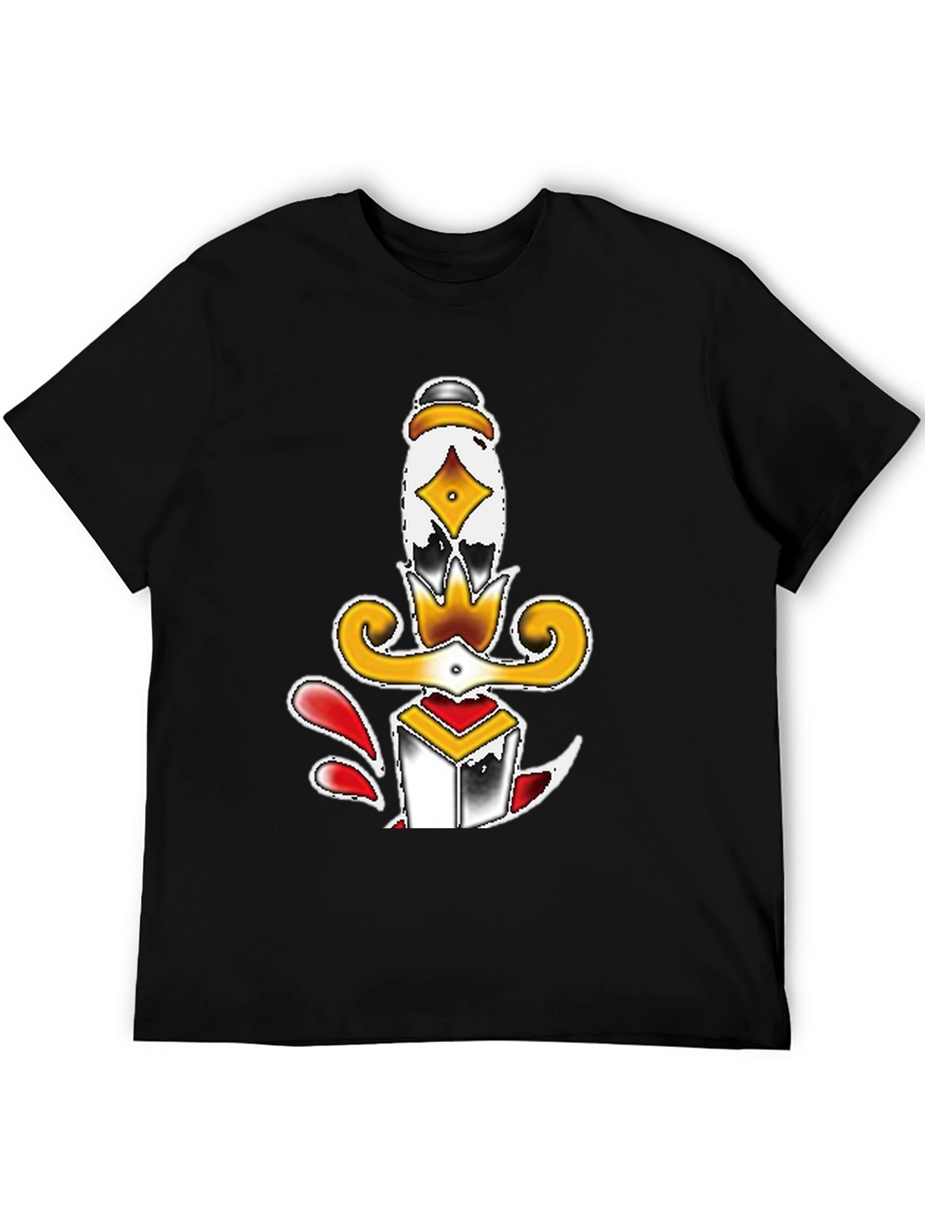 Dagger Tattoo Graphic Tee - Black Unisex T-Shirt
