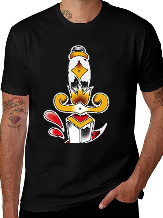 Dagger Tattoo Graphic Tee - Black Unisex T-Shirt