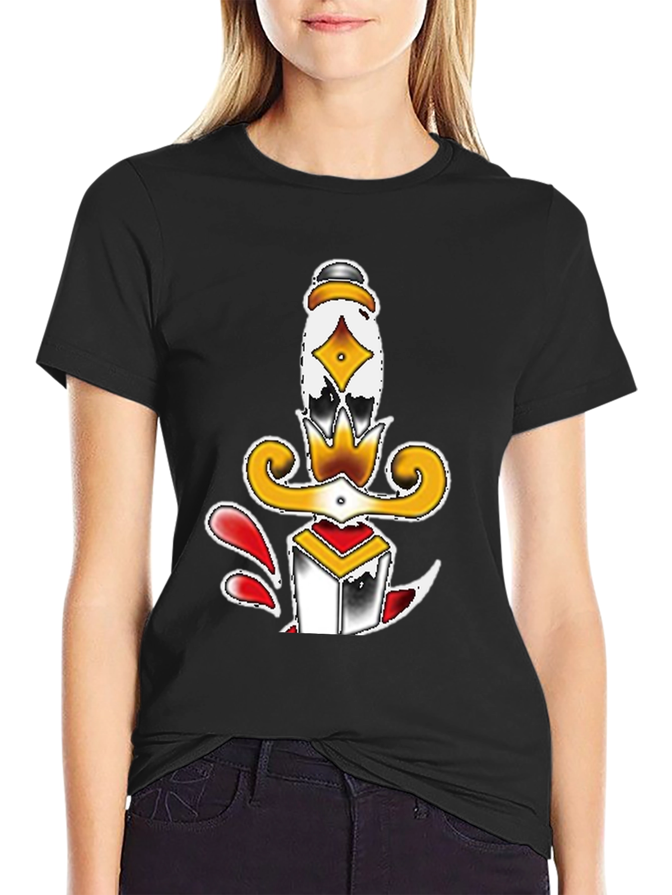 Dagger Tattoo Graphic Tee - Black Unisex T-Shirt