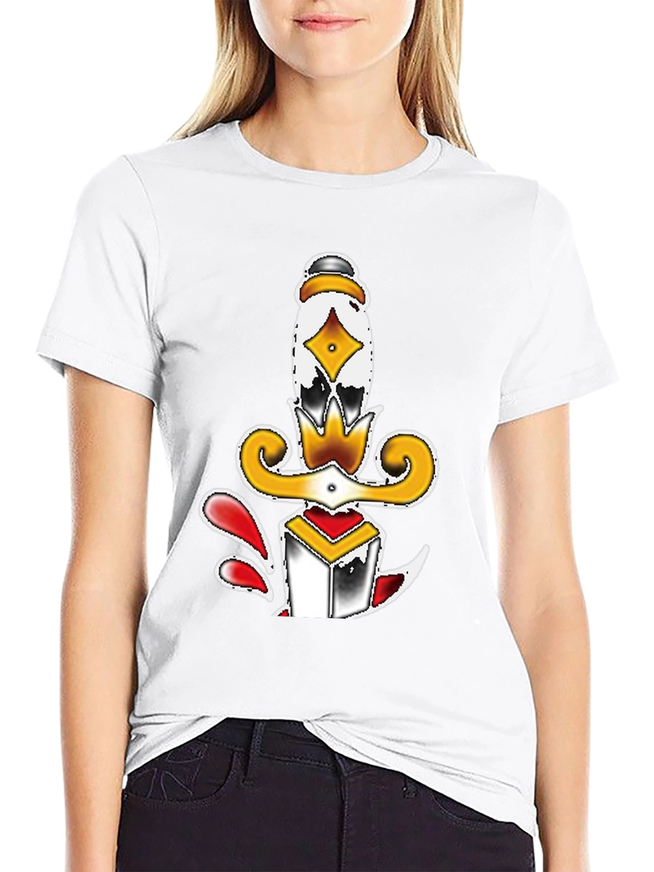 Dagger Tattoo Graphic Tee - Black Unisex T-Shirt