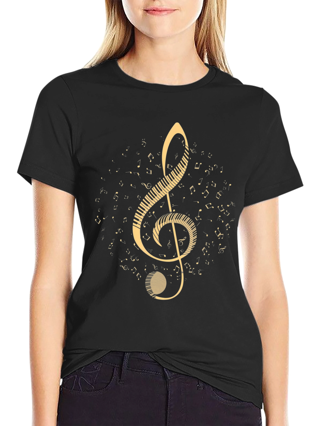 Musical Clef T-Shirt - Black Cotton Music Tee