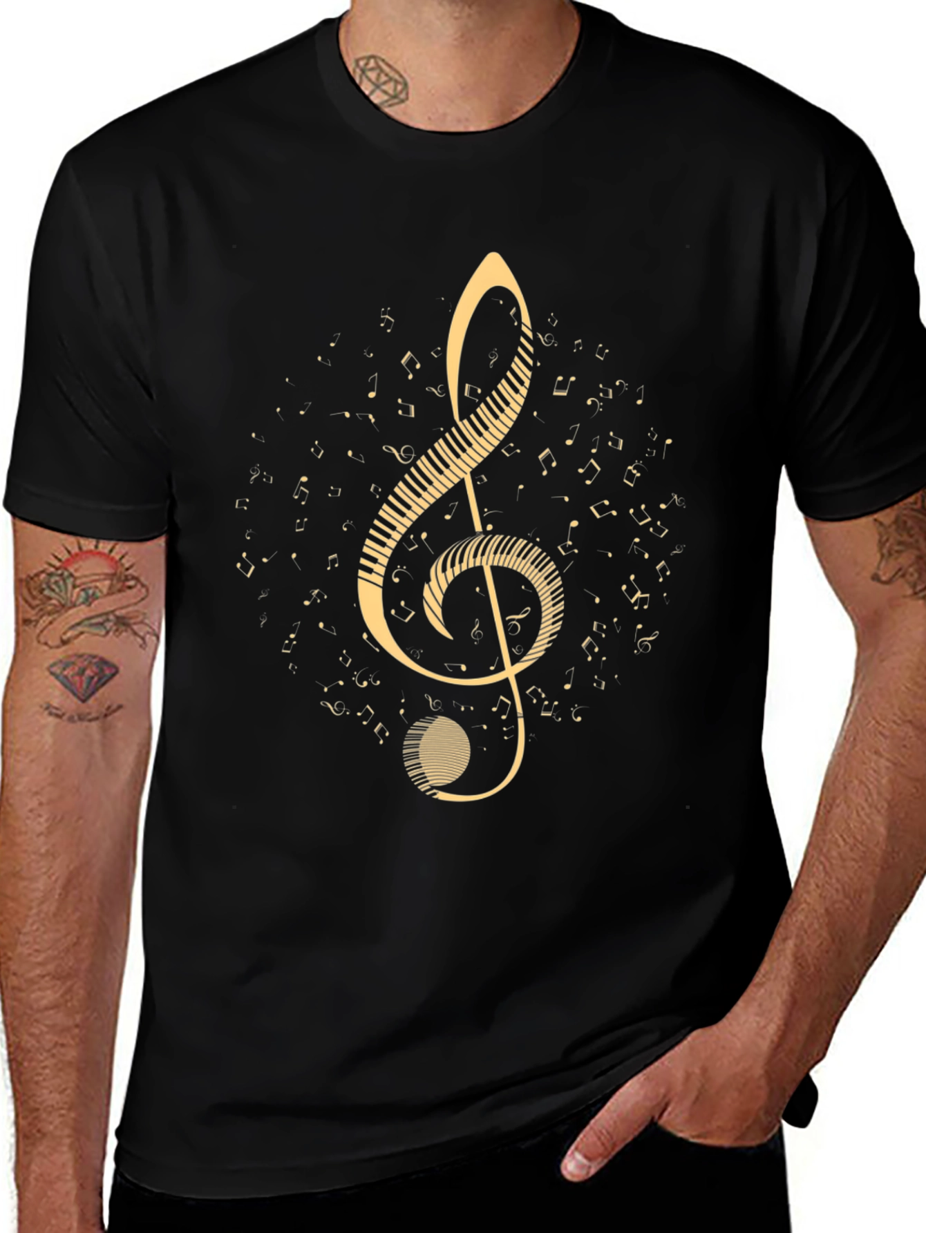 Musical Clef T-Shirt - Black Cotton Music Tee