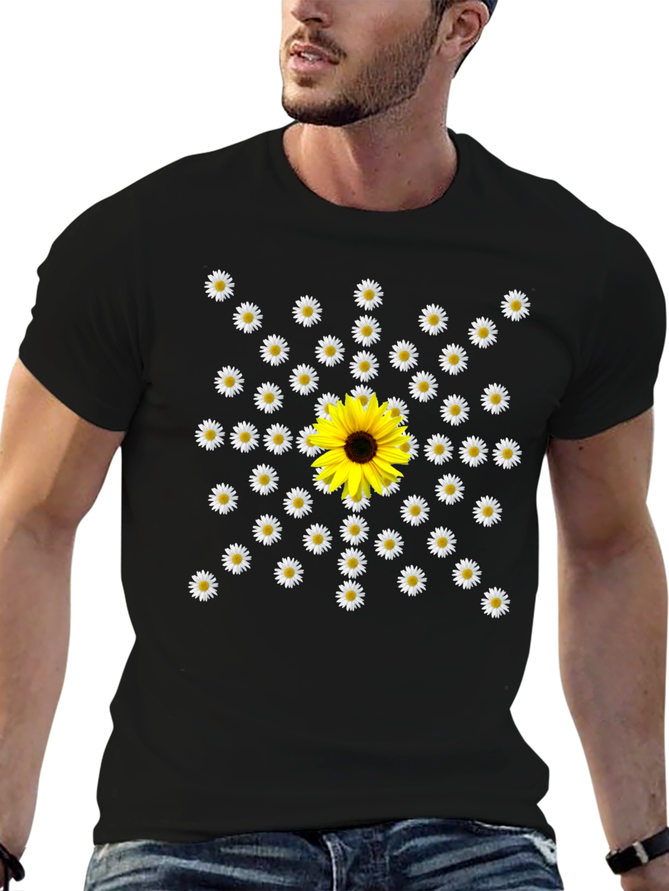 Daisy and Sunflower T-Shirt - Unique Floral Design