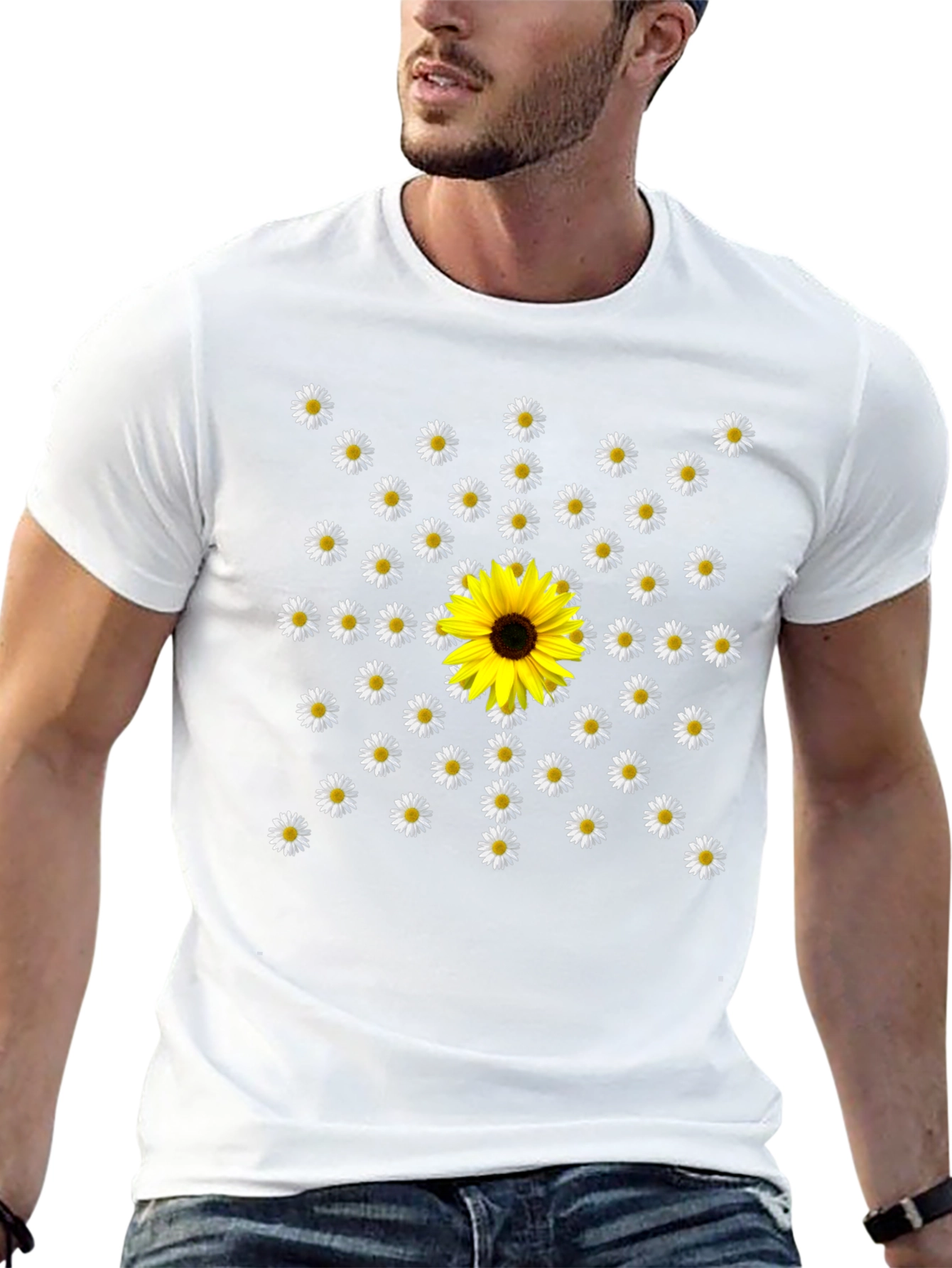 Daisy and Sunflower T-Shirt - Unique Floral Design