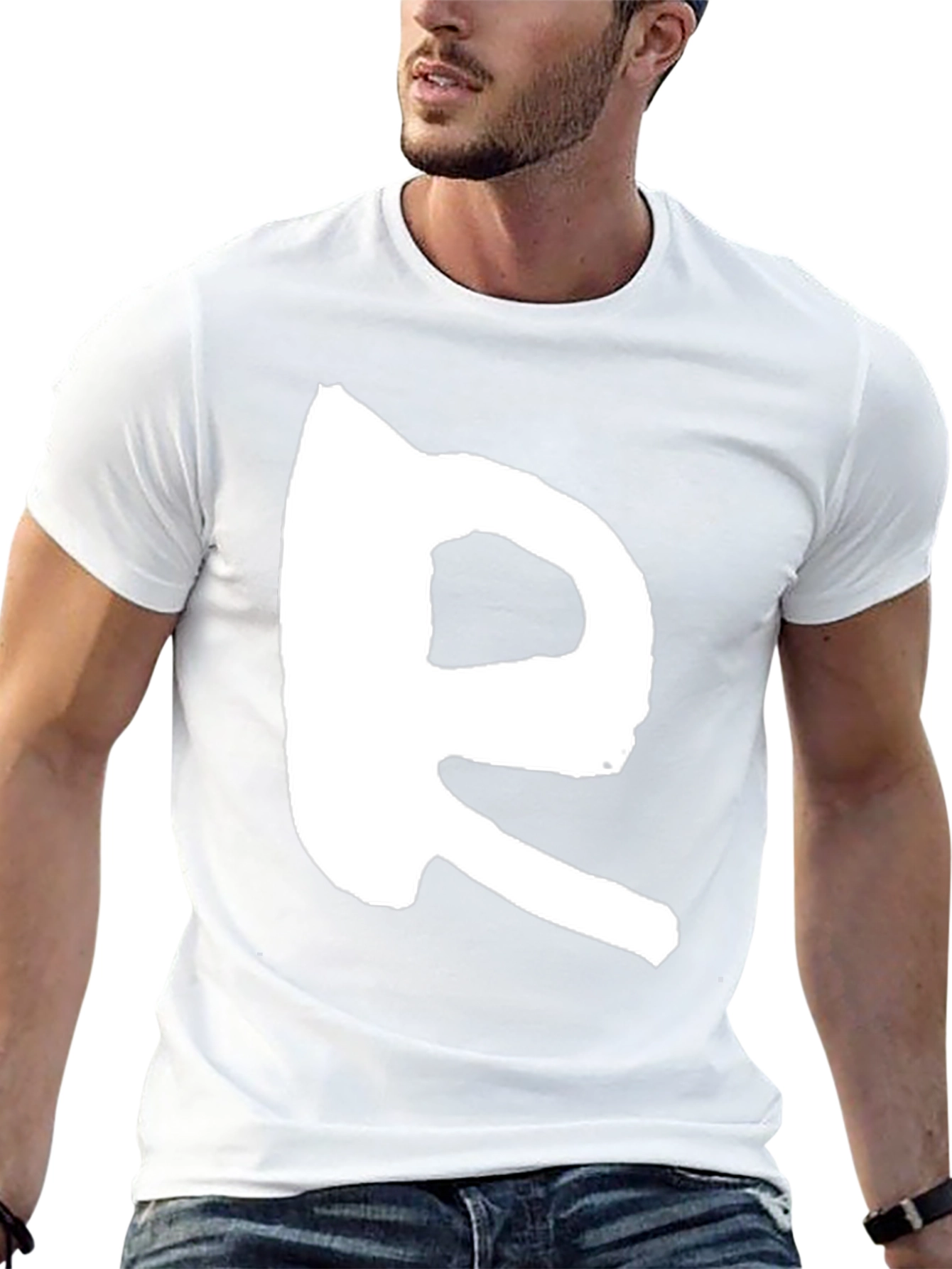 Bold R Graphic Print Black T-Shirt