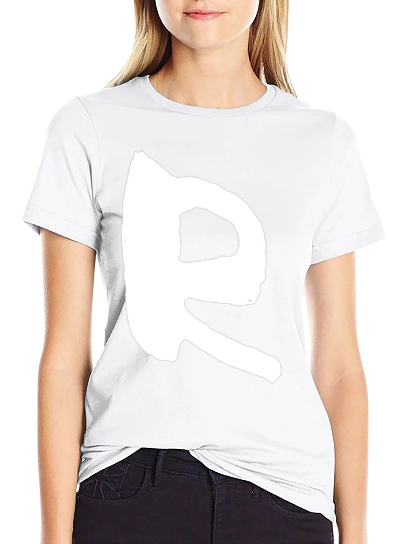 Bold R Graphic Print Black T-Shirt