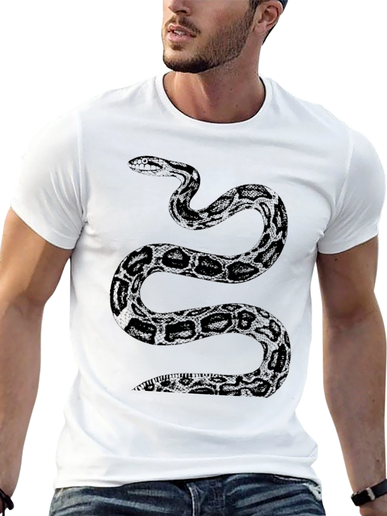 Snake Print Black T-Shirt