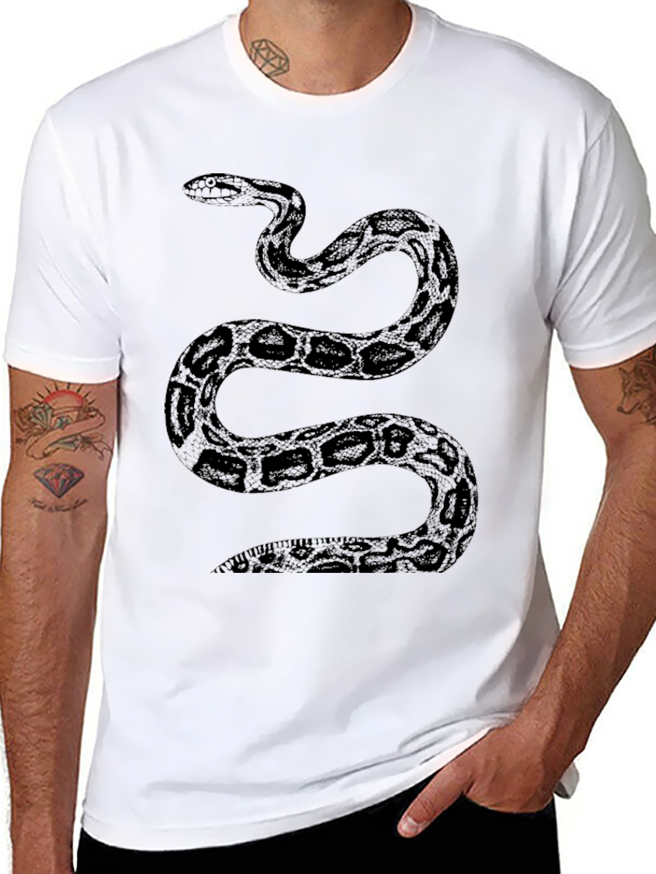 Snake Print Black T-Shirt