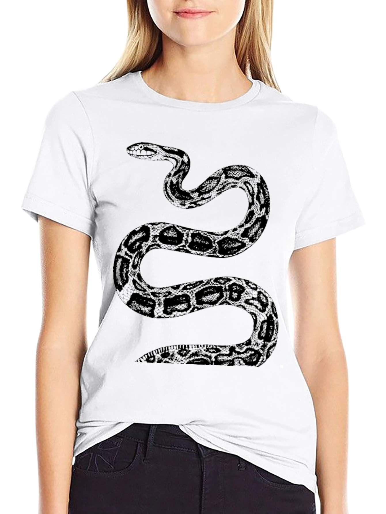 Snake Print Black T-Shirt