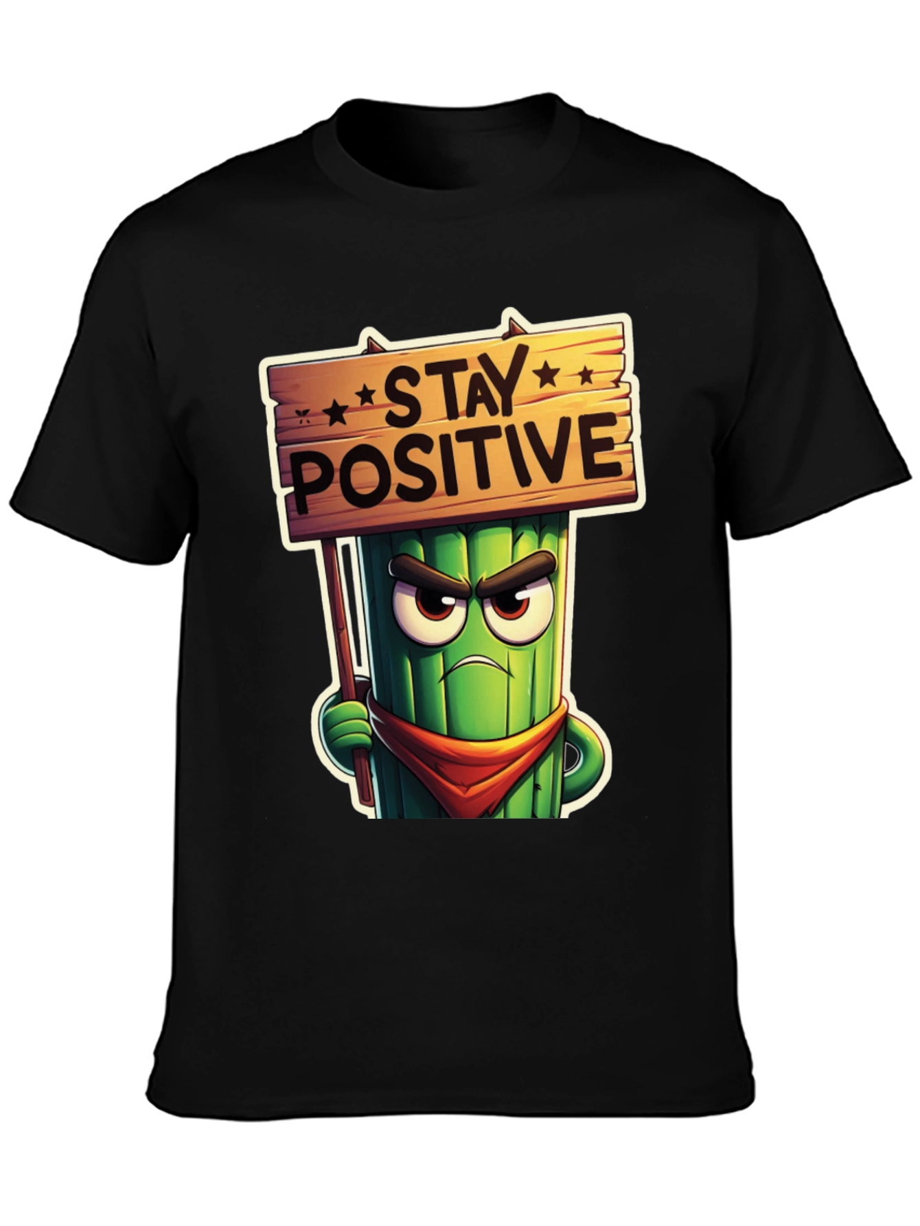 Stay Positive Cartoon T-Shirt