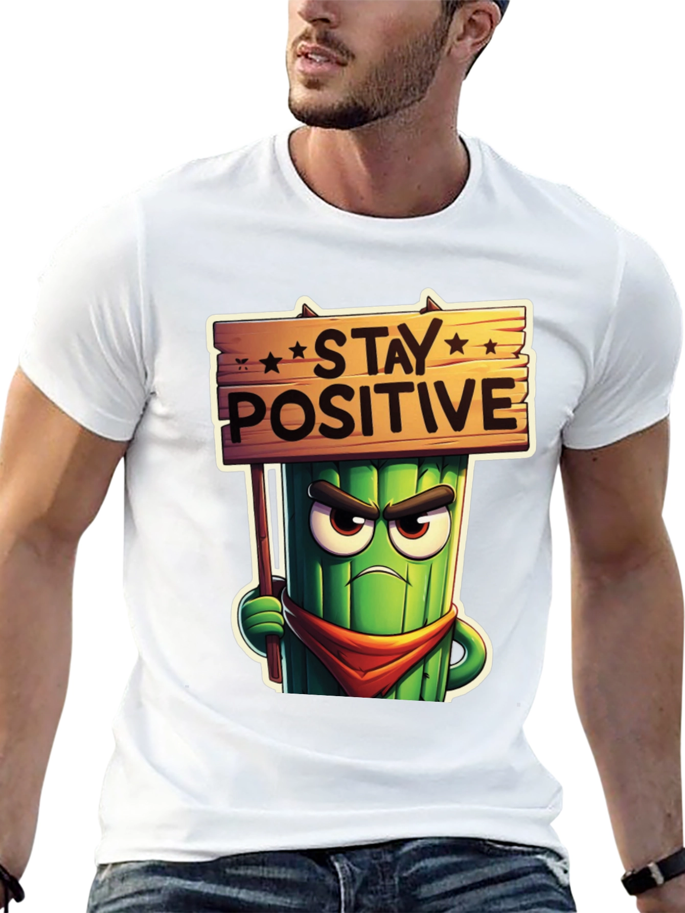 Stay Positive Cartoon T-Shirt