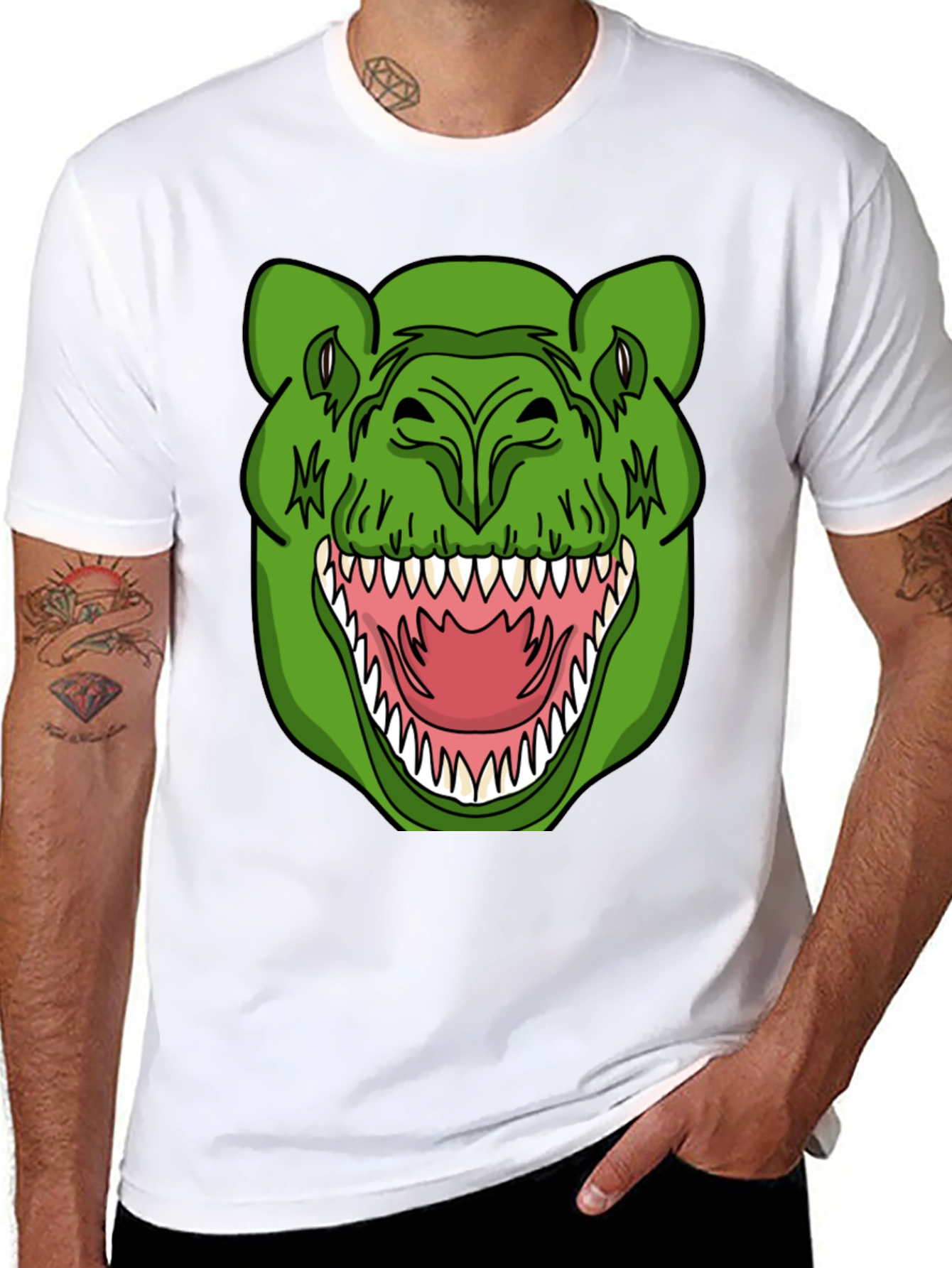 Dinosaur Graphic T-Shirt - Black Crew Neck Tee