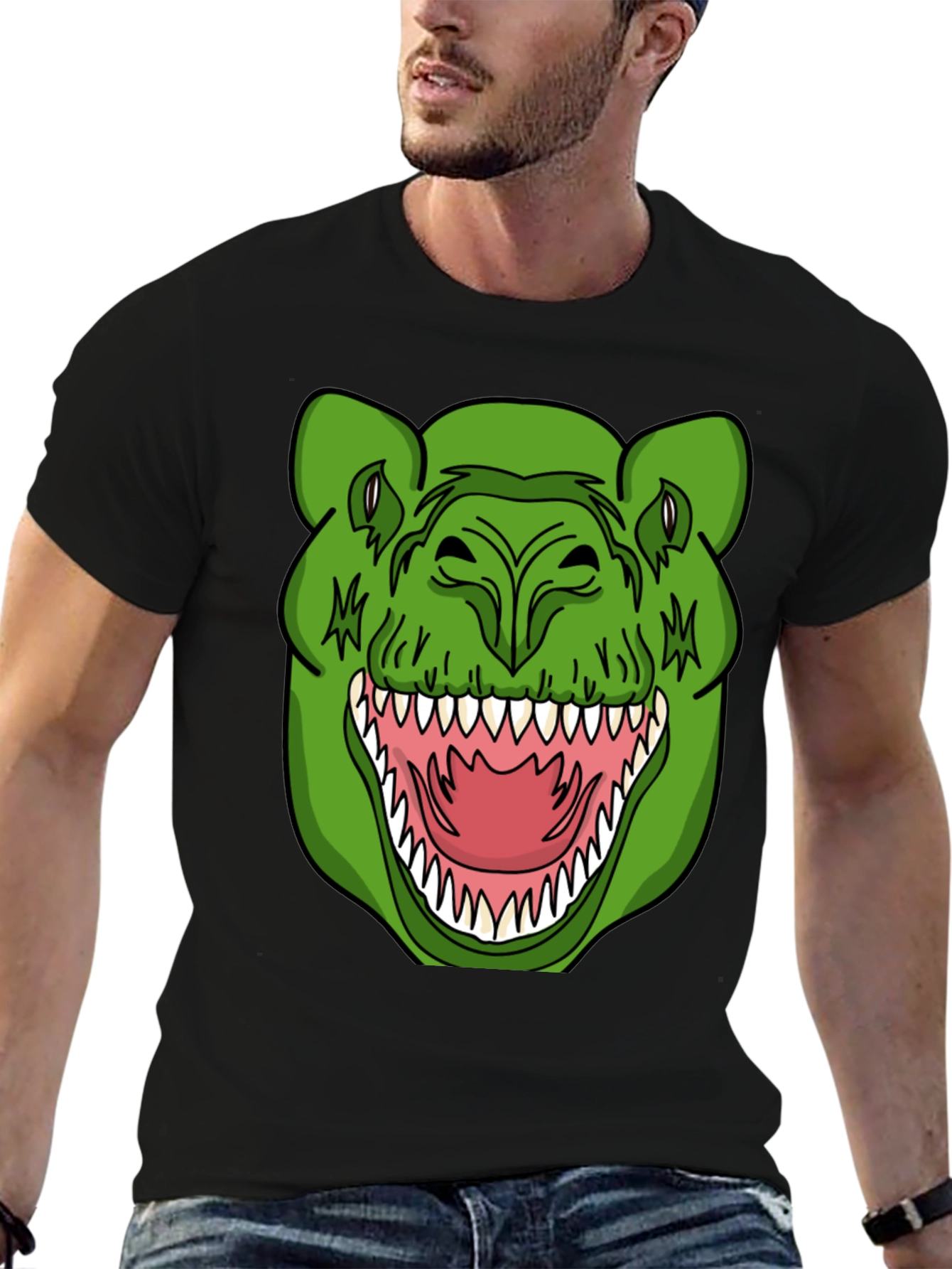 Dinosaur Graphic T-Shirt - Black Crew Neck Tee