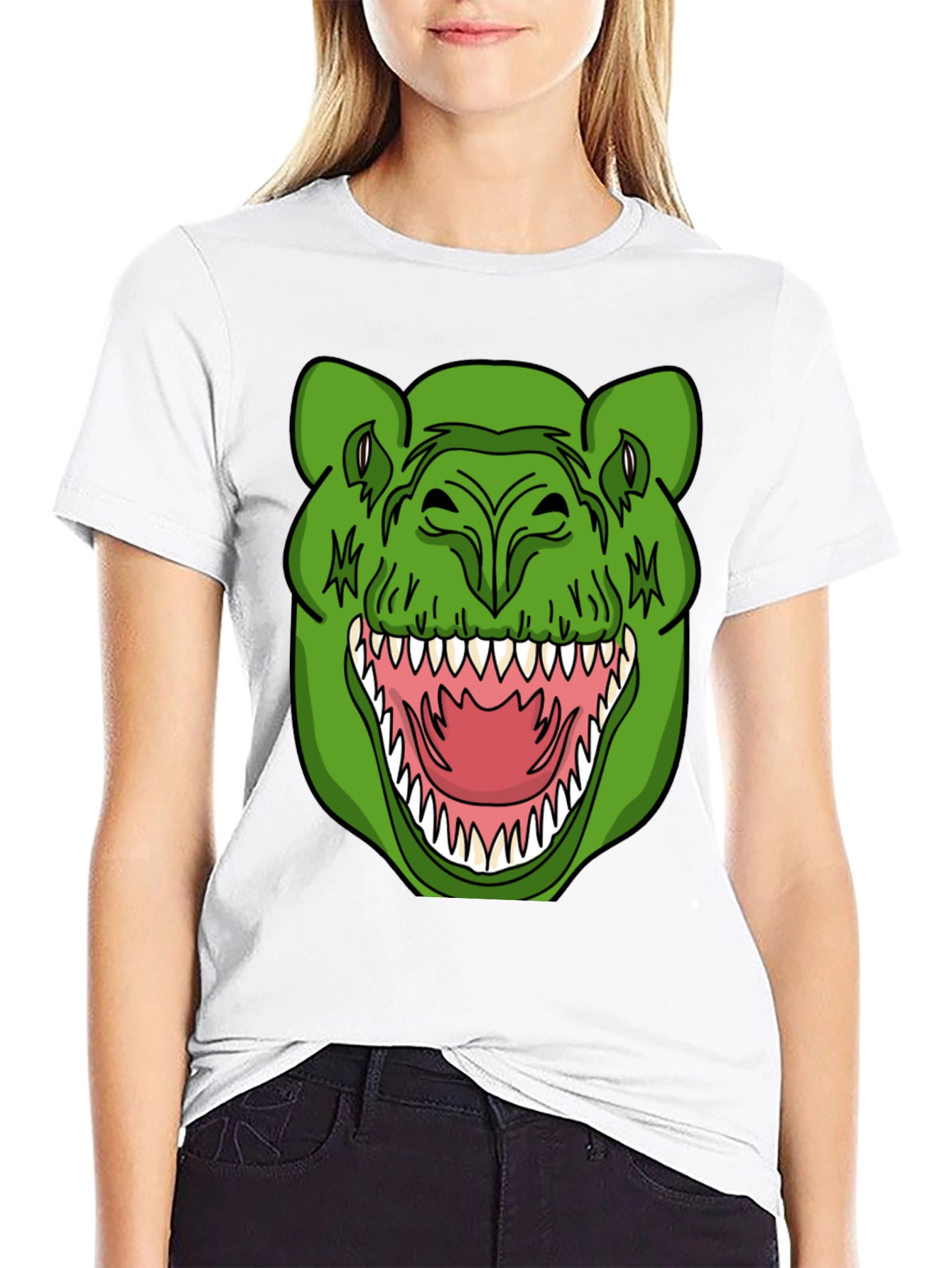 Dinosaur Graphic T-Shirt - Black Crew Neck Tee